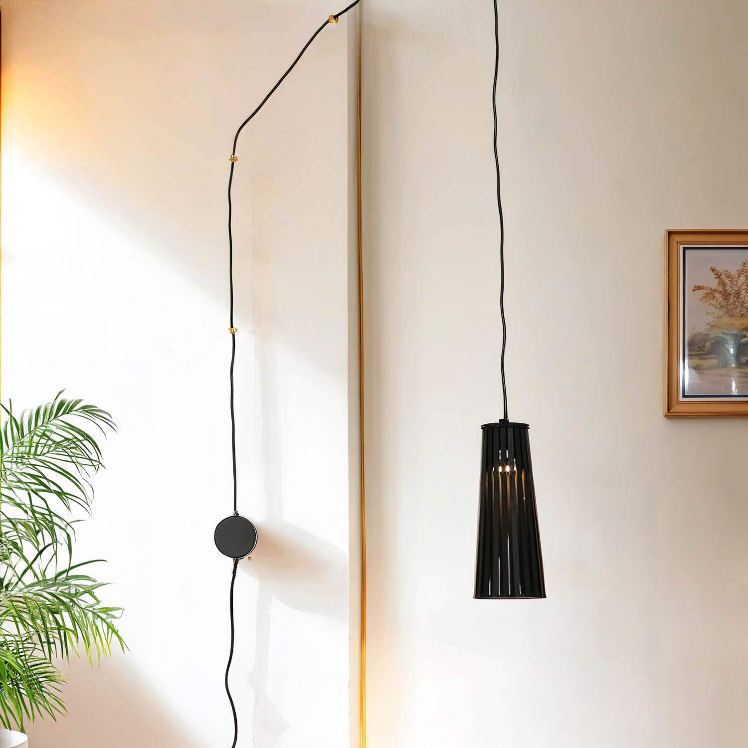 Flexible Wandlampe mit Stecker & Schalter Schwarz