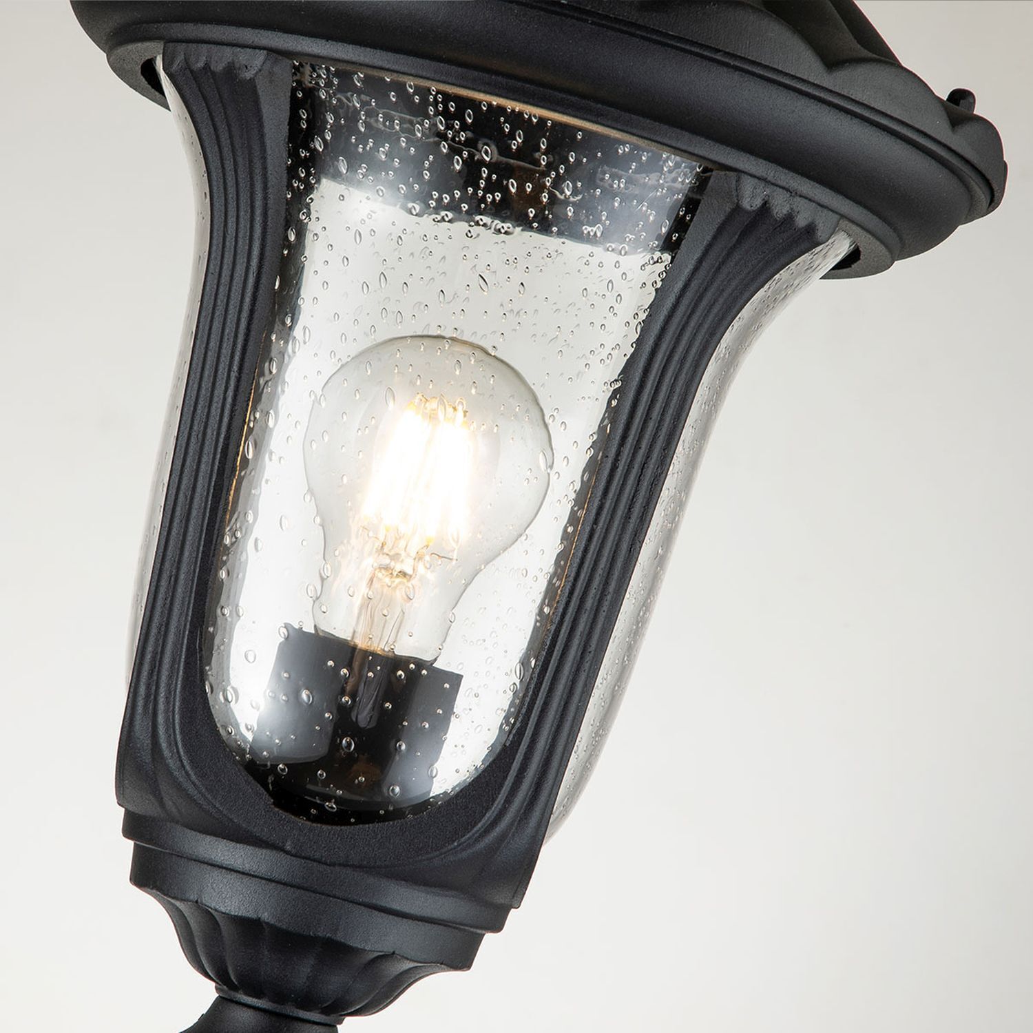 Stehleuchte außen Aluminium Glas IP44 115 cm Schwarz Garten Gartenlampe, Außenleuchte, Glasvorrichtung, LED-Lampe, Wasserdicht