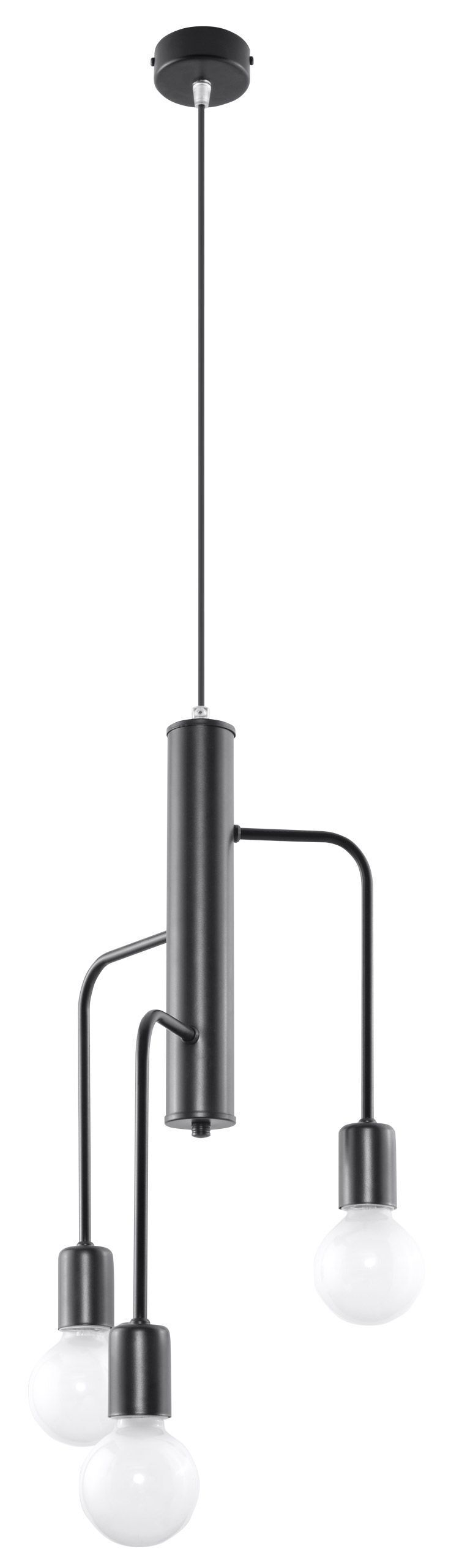 Suspension Noir Métal Rétro 3 feux E27 NERVIA