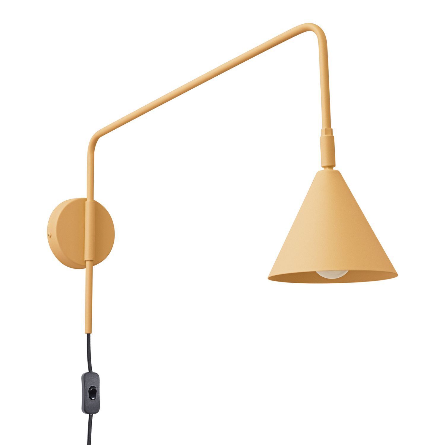 Wandleuchte Gold Stahl E14 Schalter Stecker T:61 cm