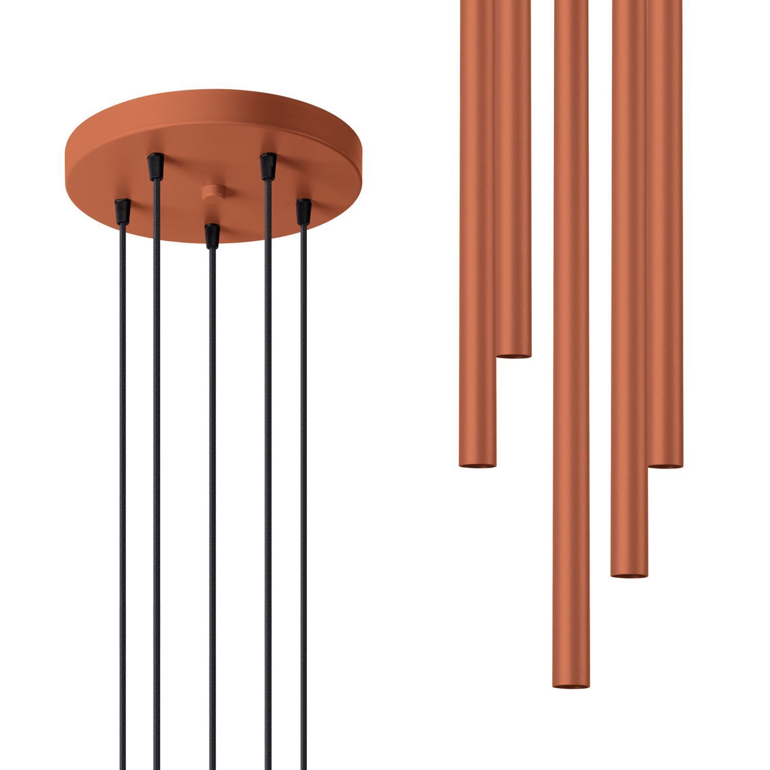 Hängelampe Stahl Ocker G9 L:25 cm rund akzentuiert hängelampe, pendelleuchte, kupfer, metal, kordeln