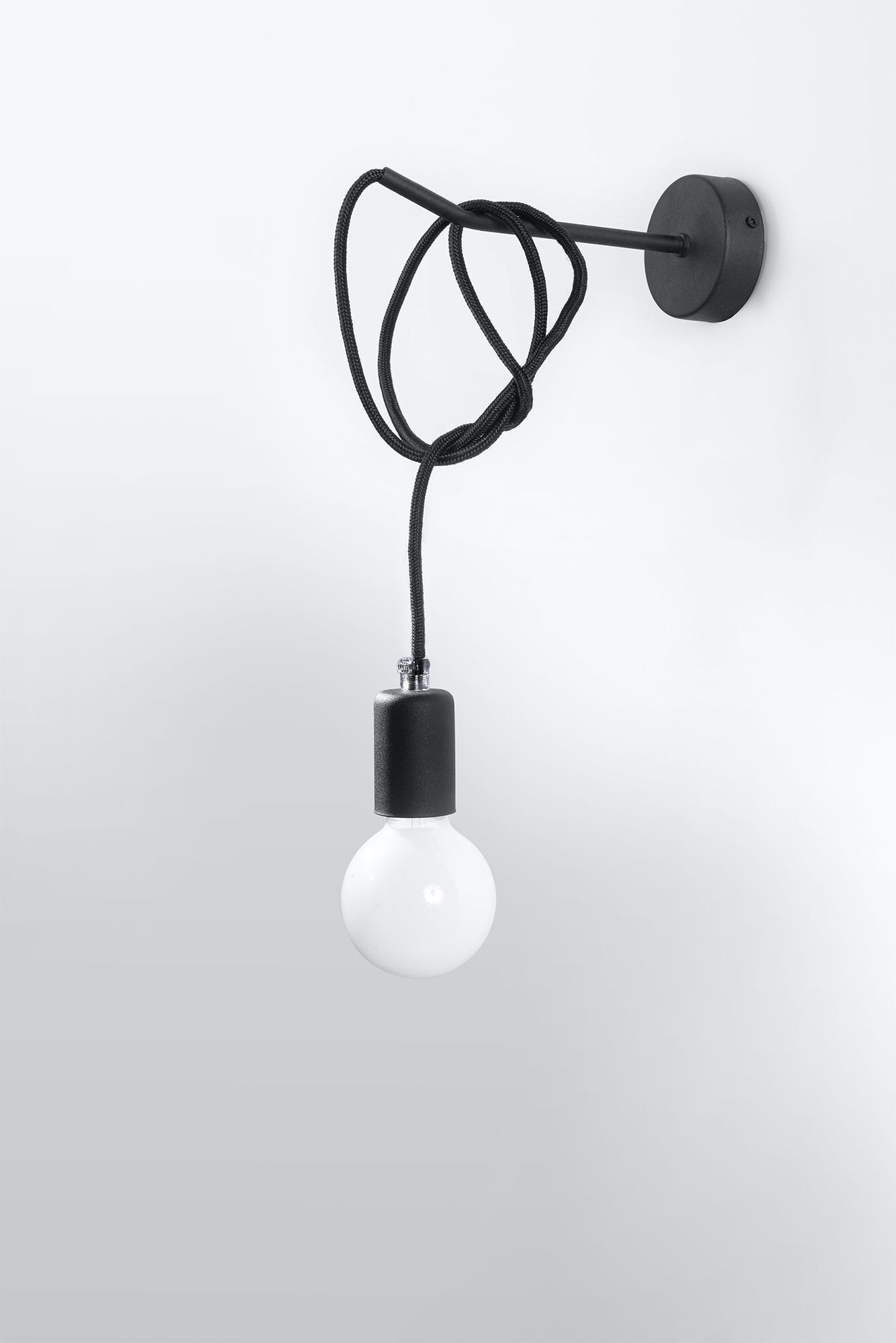 Applique noire ajustable H : jusqu'à 1 m E27