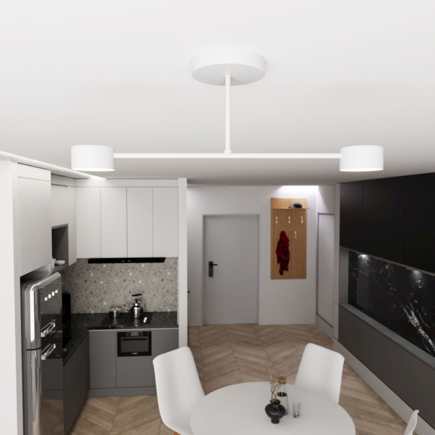 Plafonnier blanc métal GX53 2 flammes accentuées