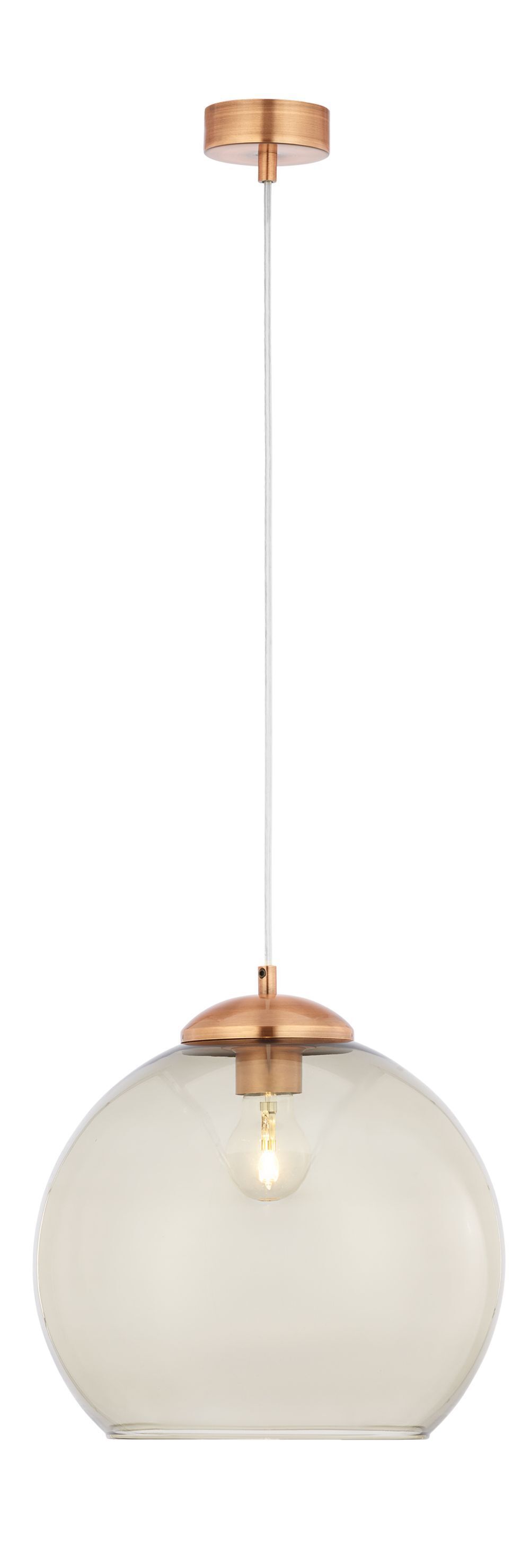 Runde Hängelampe Glas Schirm in Rauchgrau Ø29cm