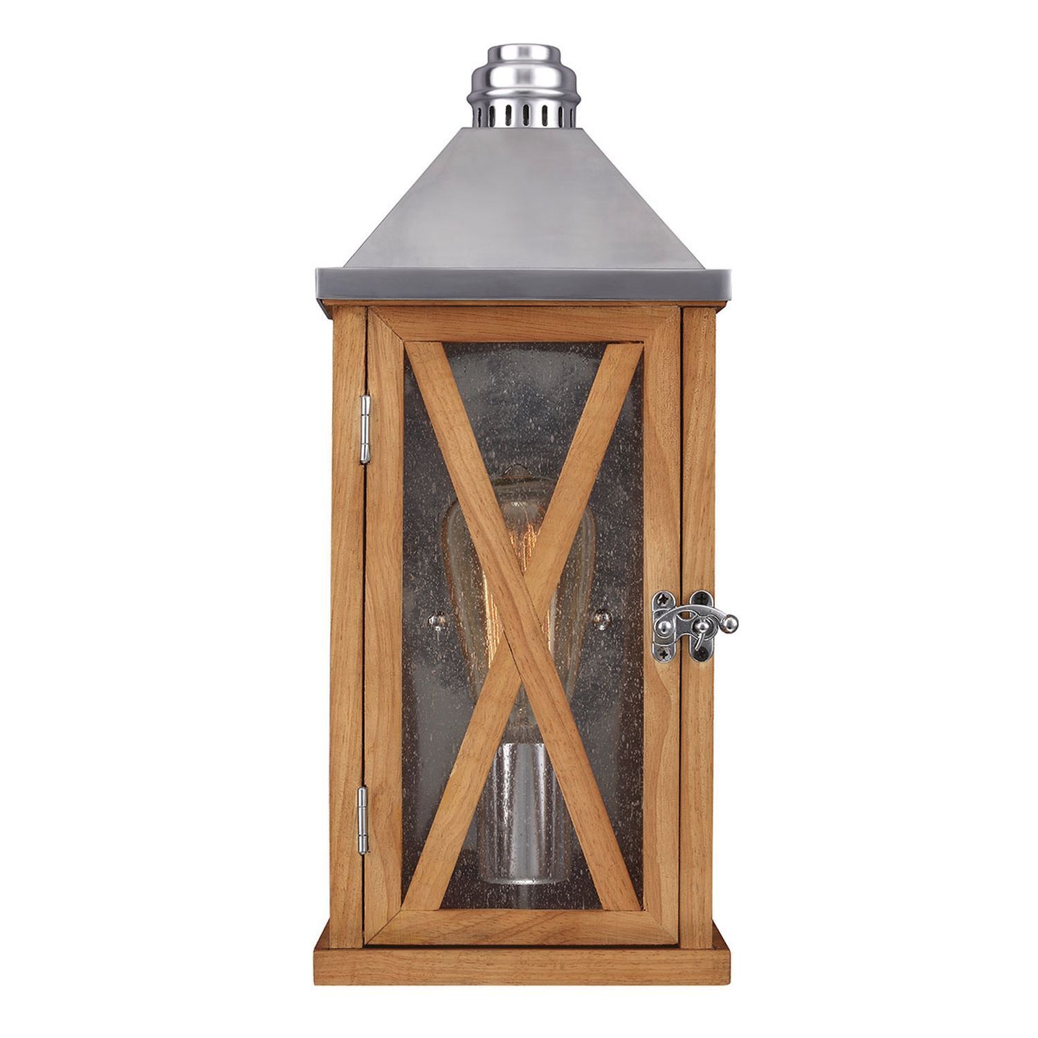 Wandlampe außen Rustikal IP44 Holz Glas Metall E14