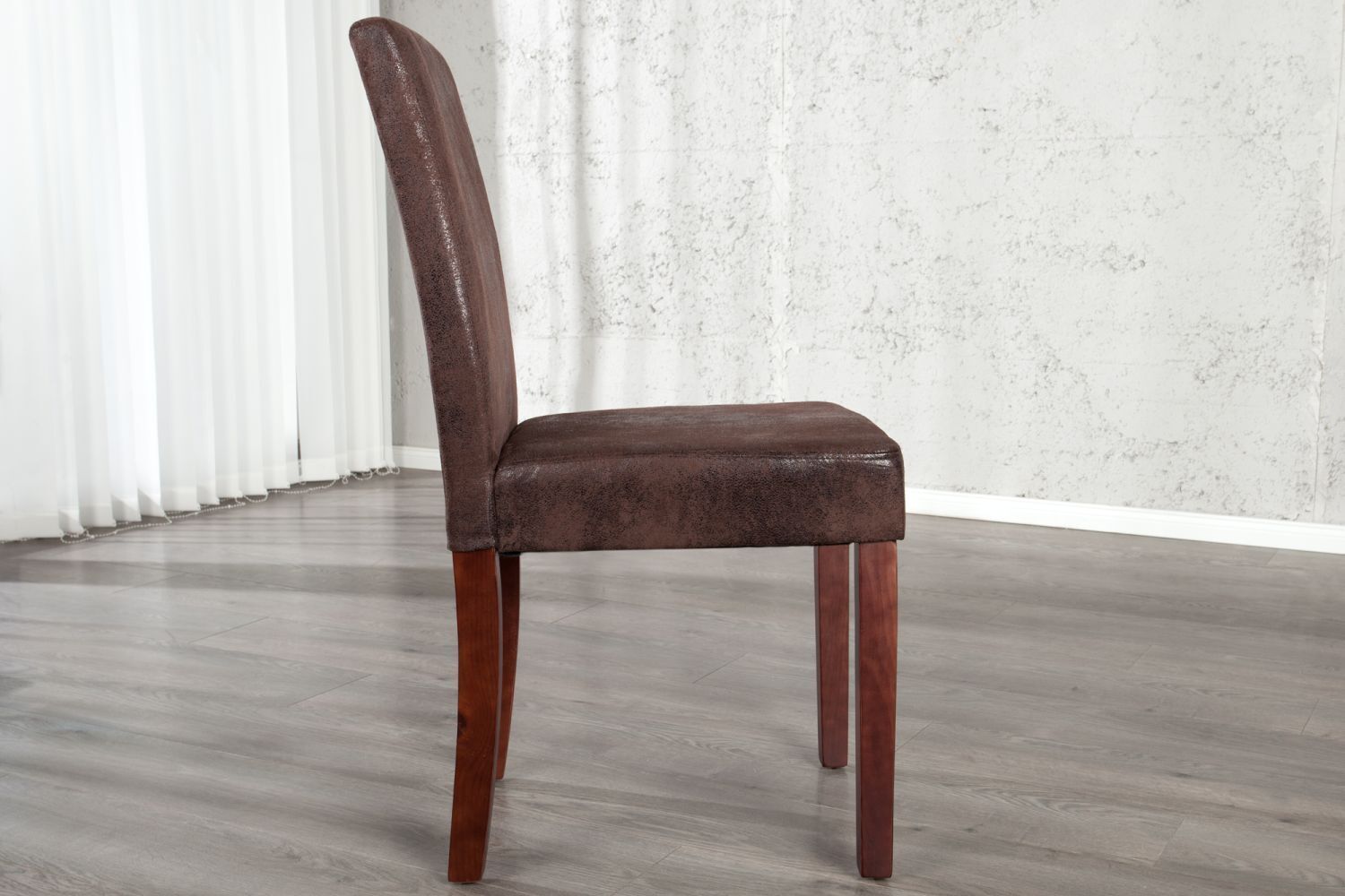 Chaise de salle à manger Microfibre bois 50 cm en marron café Moebel, Stuhl, Holz