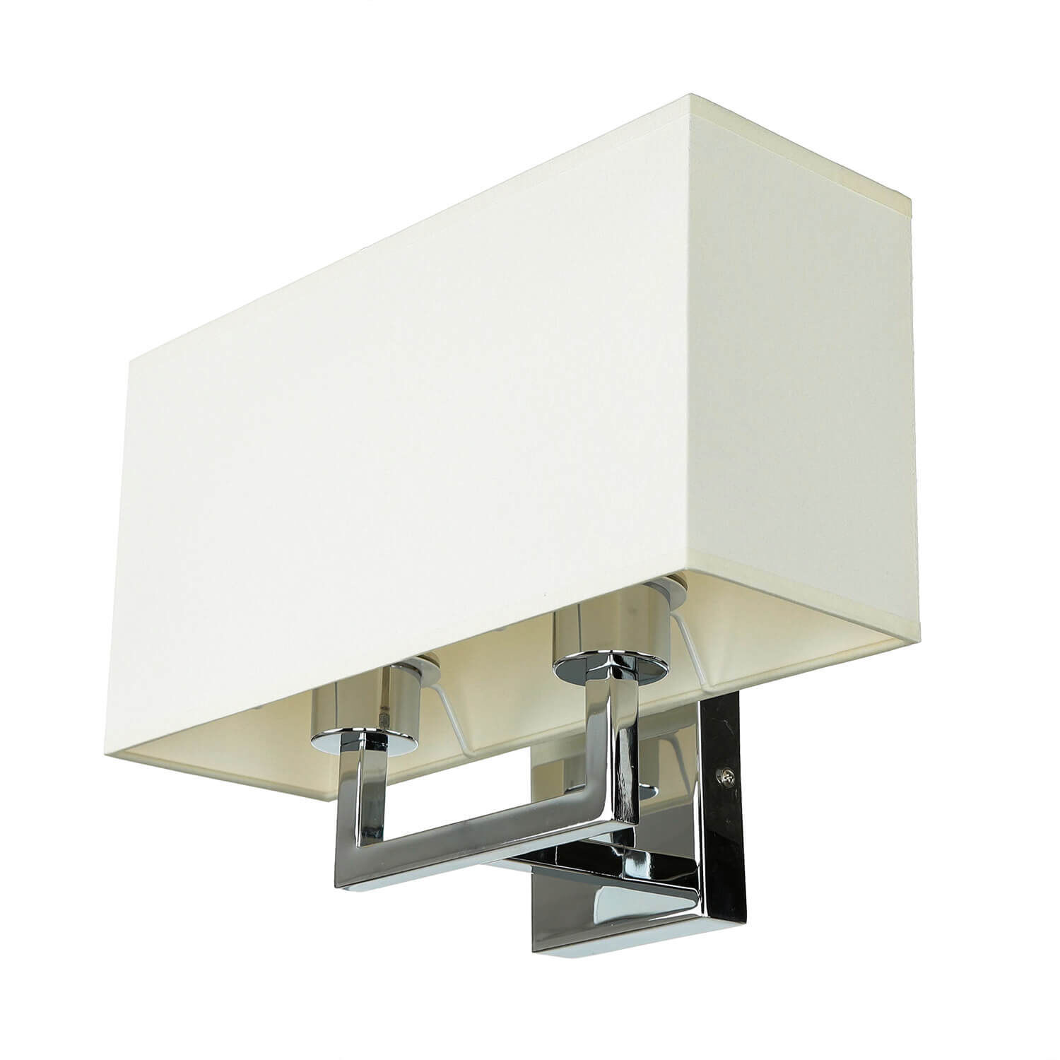 Moderne Wandleuchte 2-flammig Stoffschirm Wandleuchte, Wandlampe, Chrom, Metall, Schirm