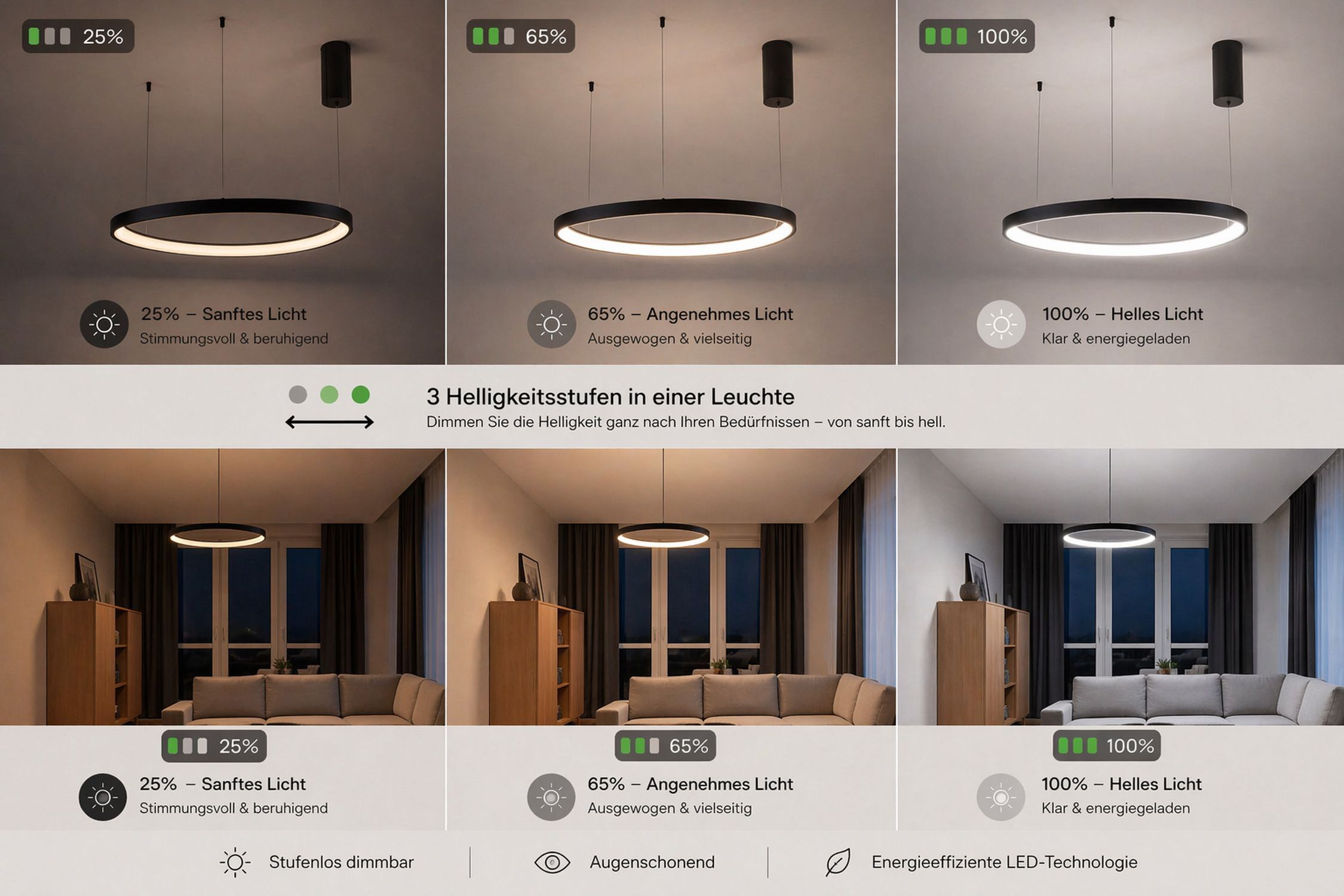 LED-Leuchte, Hängeleuchte, Ringlampen, dimmbar, ambientebeleuchtung