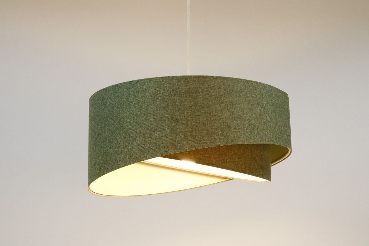 Pendelleuchte rund D: 45 cm E27 Grün Stoff Modern verstellbar Lampe