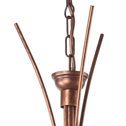 Braune Hängelampe Metall 3-flmg Jugendstil elegant