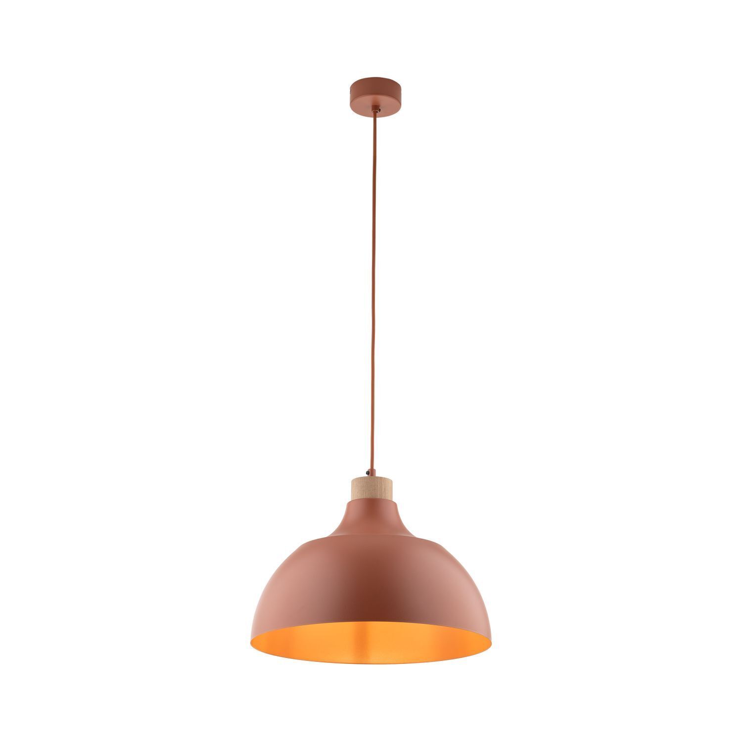 Lampe à suspendre métal bois Ø 34 cm rond H : max. 170 cm rouge E27 Lampe, Deckenleuchte, Kronleuchter, Leuchte