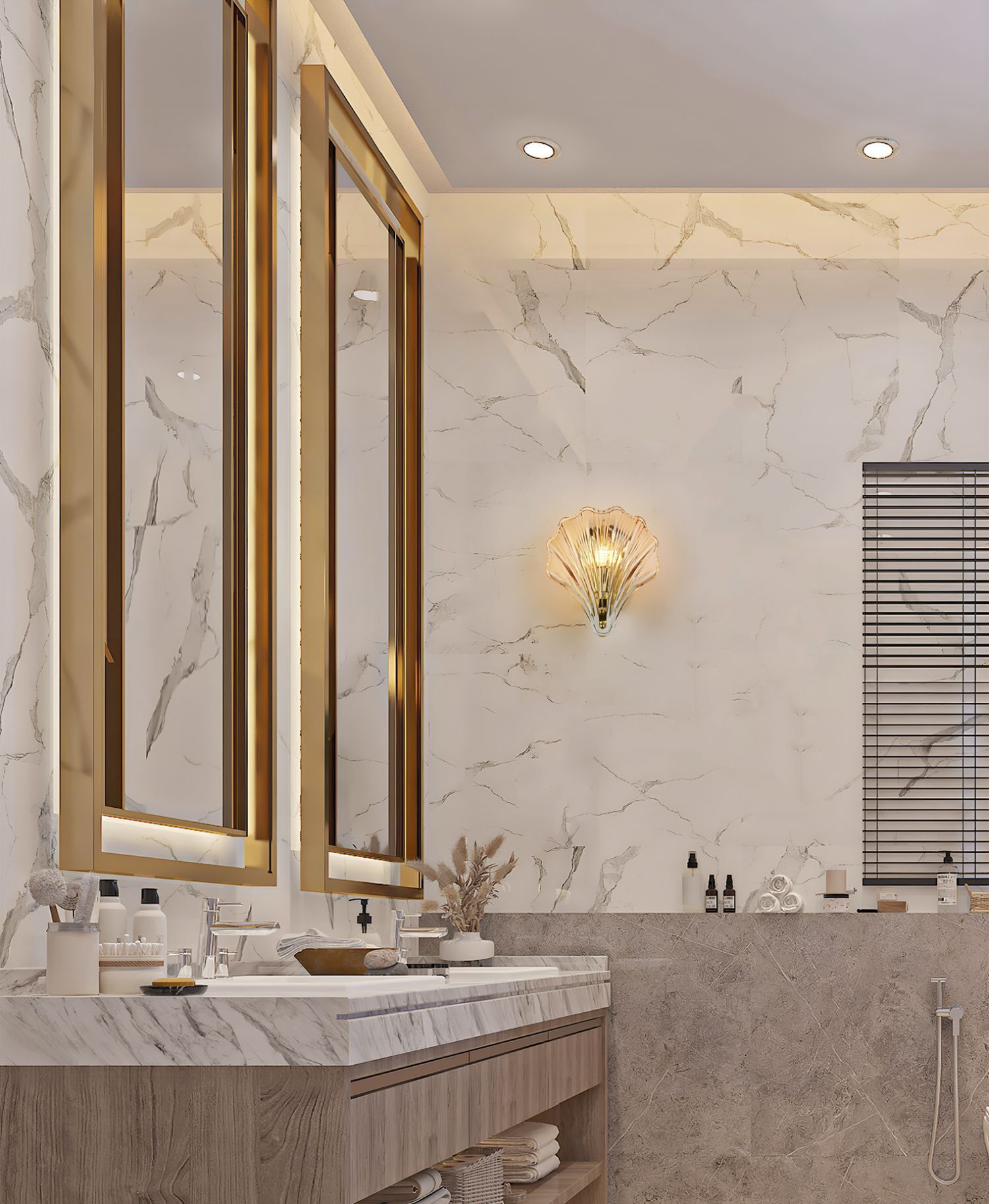 Dekorative Wandleuchte Metall Glas G9 IP44 in Messing Drinnen, Innenarchitektur