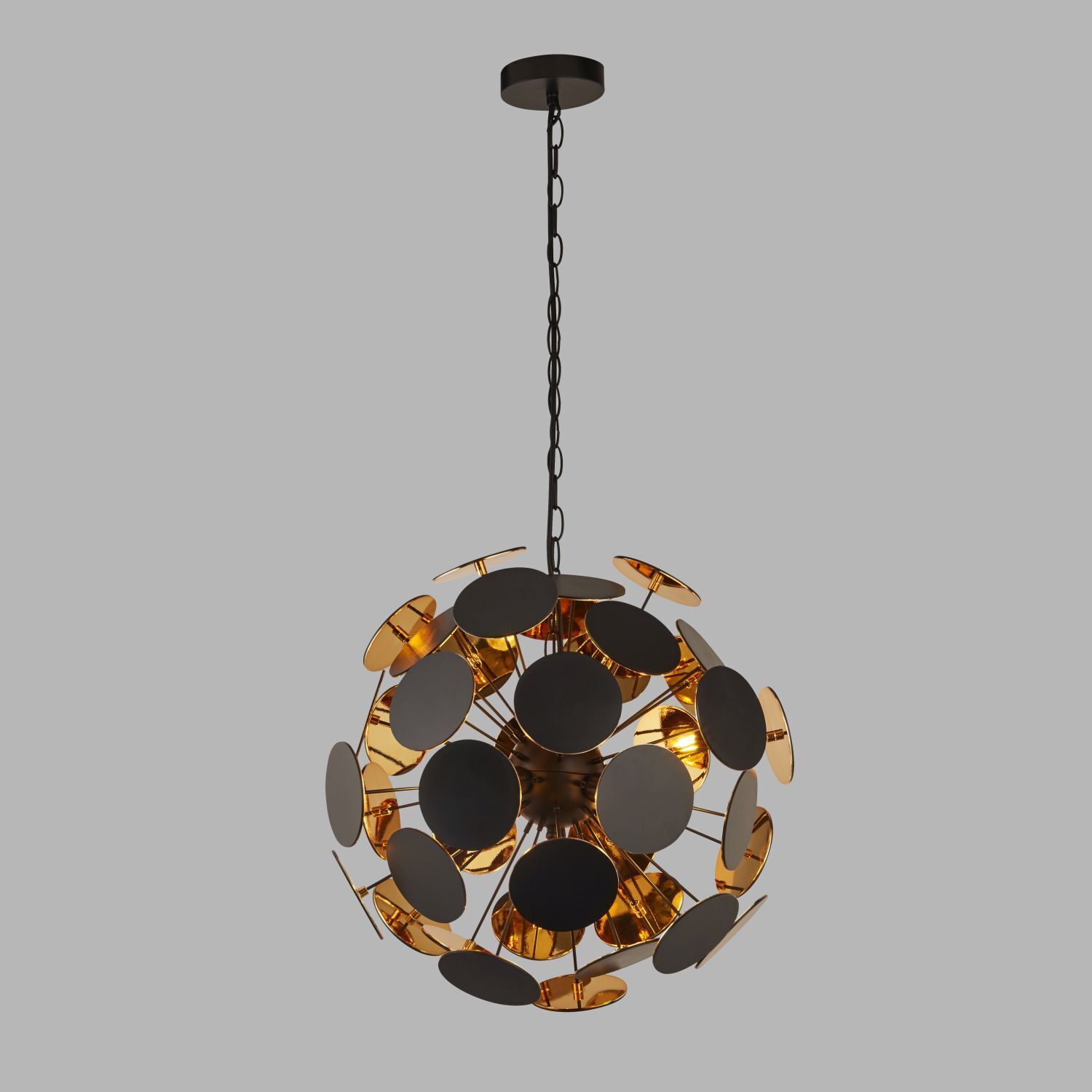 Lampe à suspendre Noir Or Ø47cm H : max. 135cm 4x E14 Métal