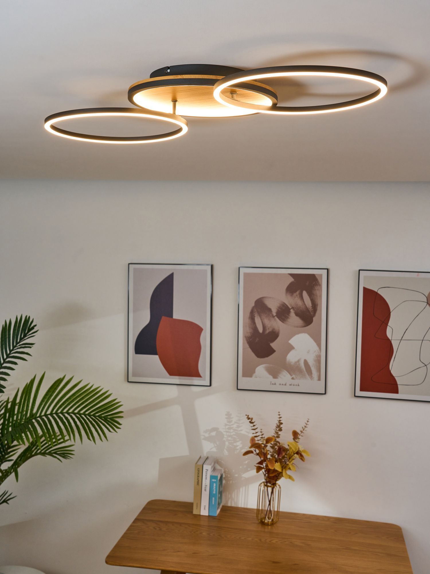 LED Deckenlampe Natur Schwarz Weiß L:87,4 cm 3000 W Deckenleuchte, Drinnen, Innenarchitektur, Leuchte