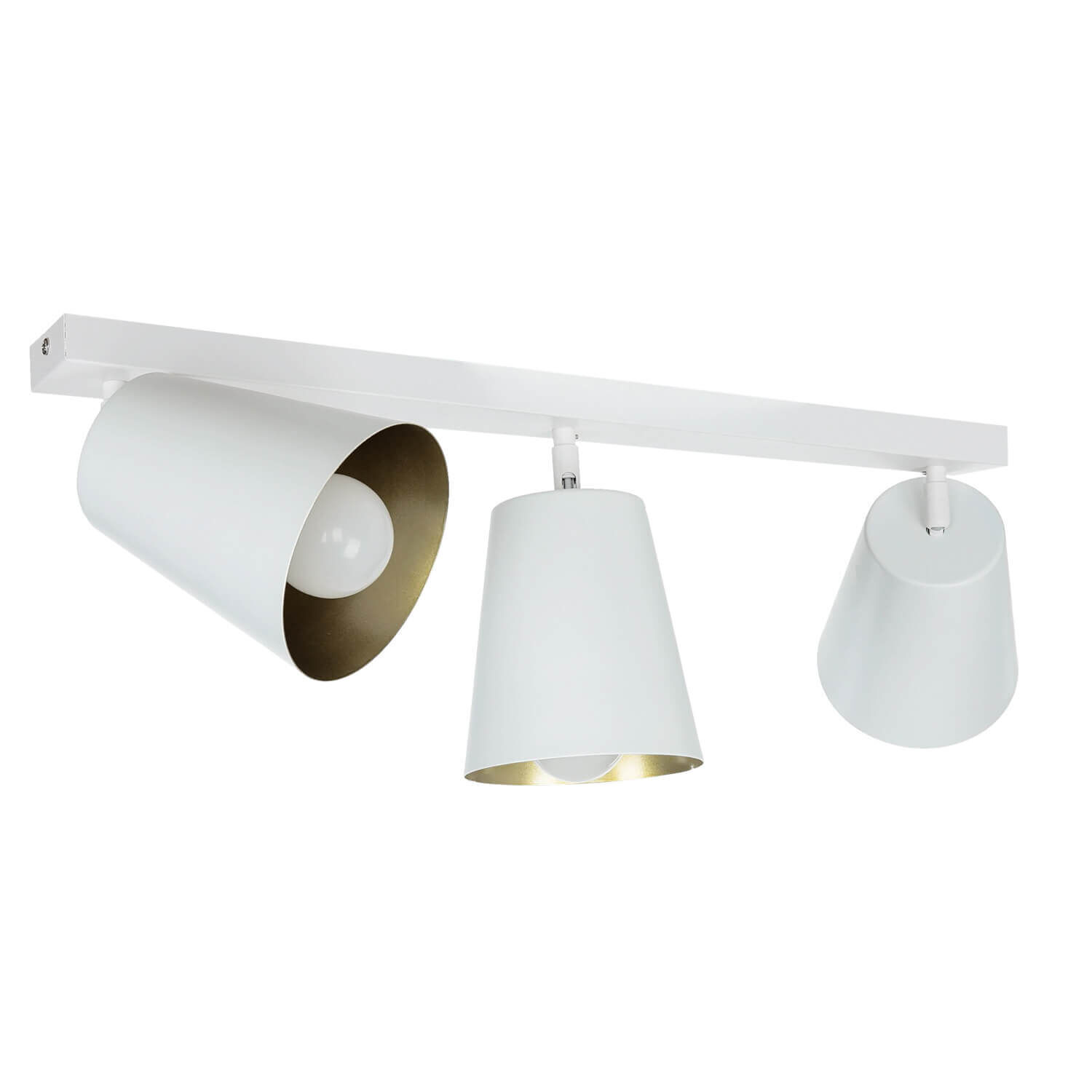 Deckenstrahler Weiß Gold Metall 3-flammig Retro Beleuchtung, Lampe