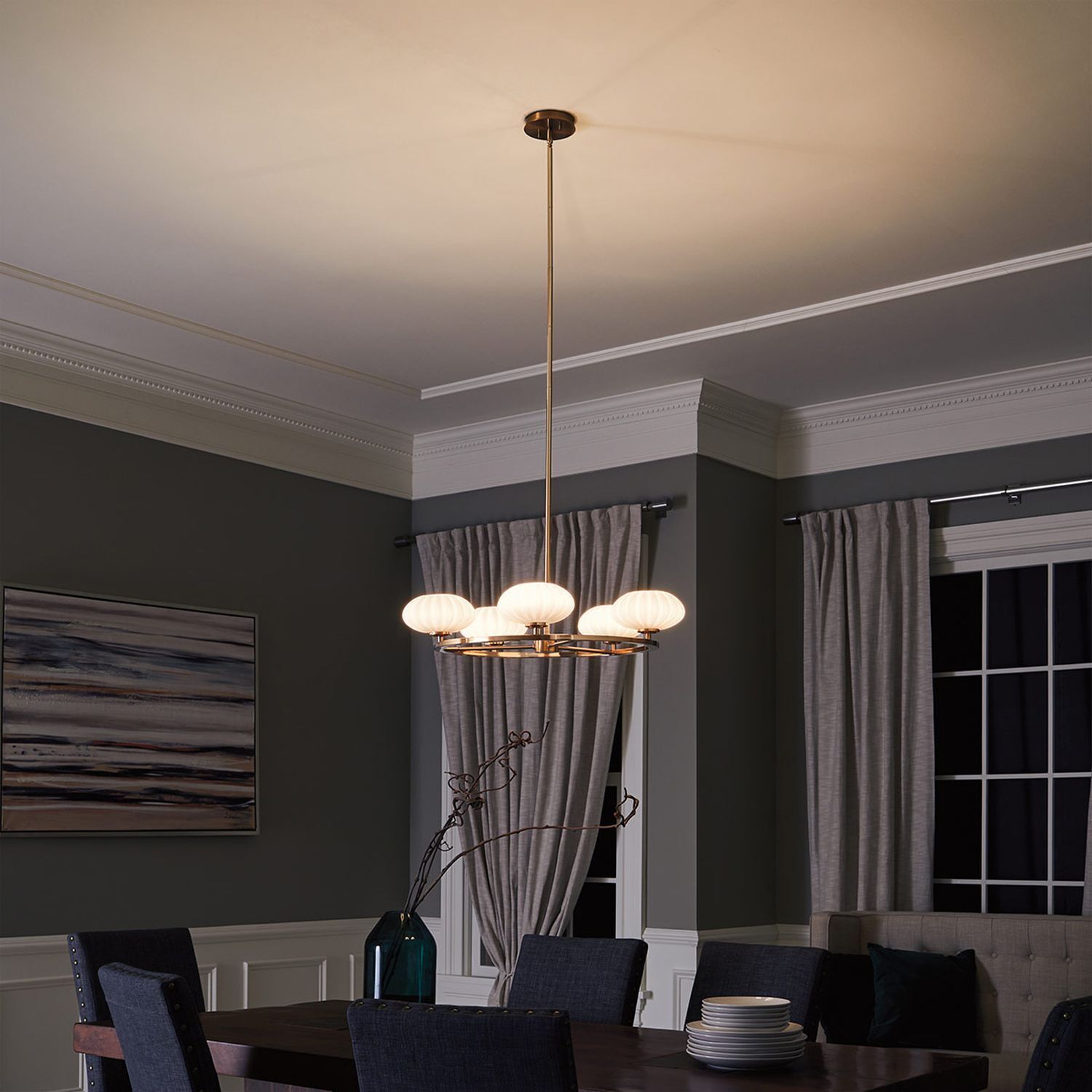hängende lampe, pendel, innenbeleuchtung, esszimmer, globen