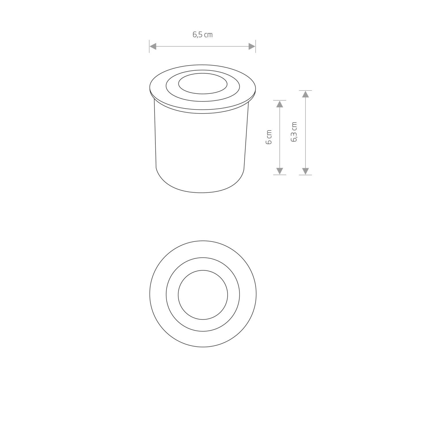 LED BodenEinbauleuchte Ø 6,5 cm IP65 Schwarz 3000 K 120 lm