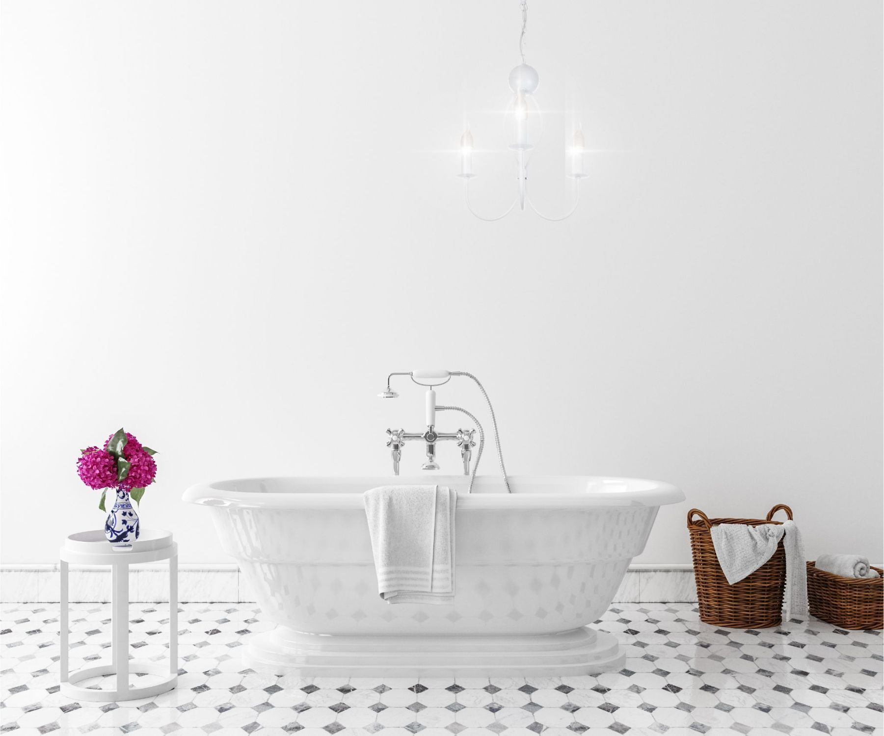 Lustre blanc métal 5 flammes E14 Classique Baden, Badewanne, Person, Wanne