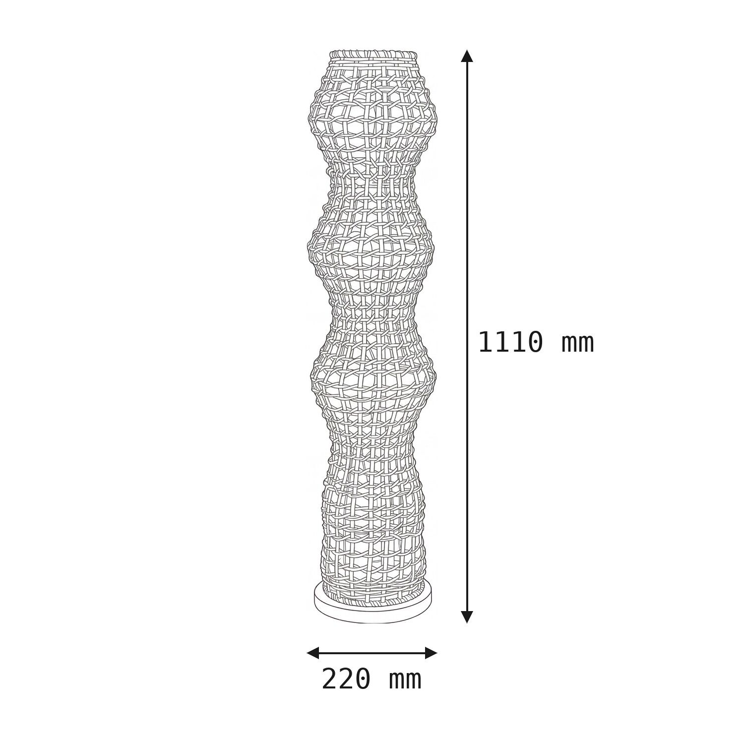Stehlampe Rattan Natur 111 cm 4-flmg E27 Skandinavisch