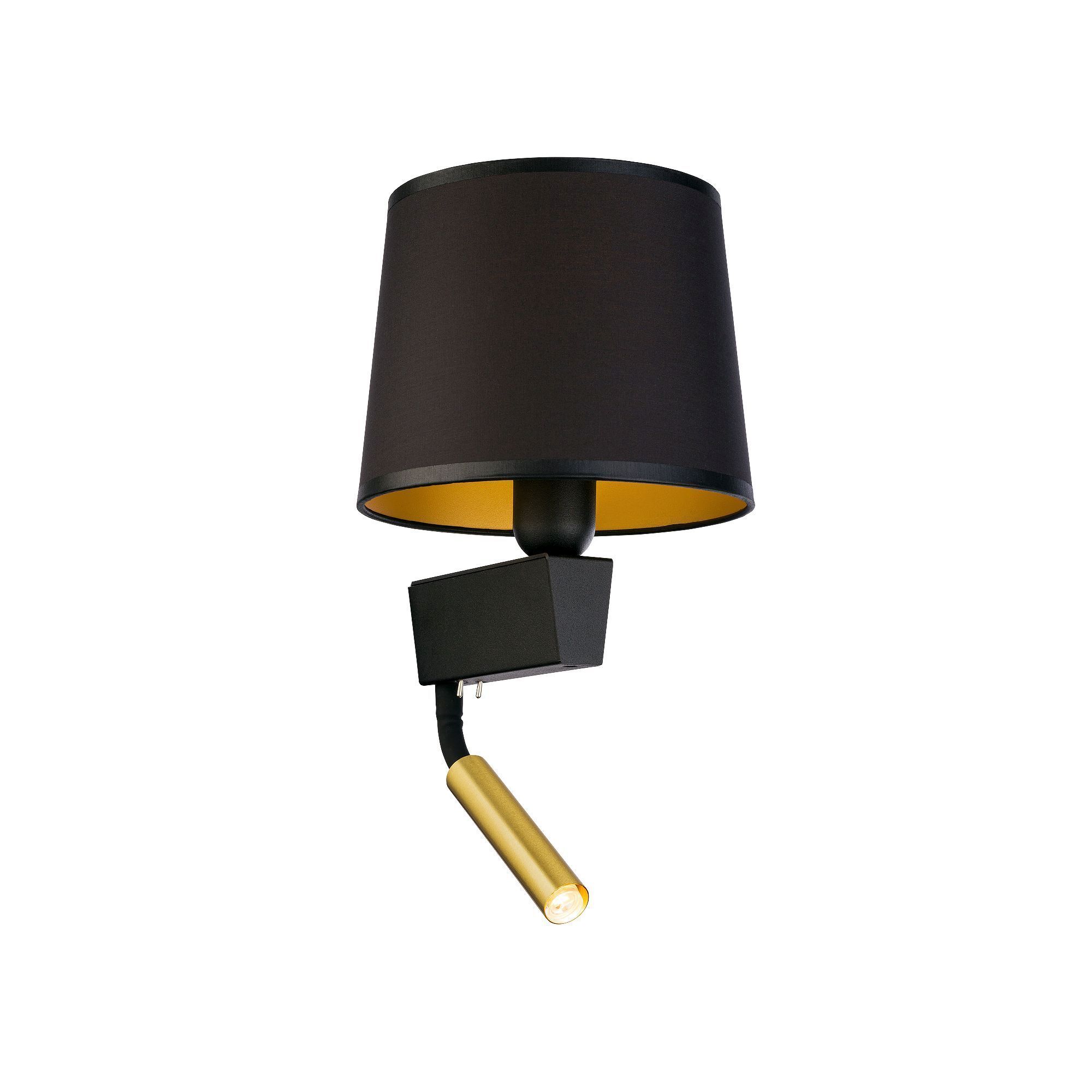 Wandleuchte, Wandlampe, Schwarz, Goldakzent, Lichtquelle