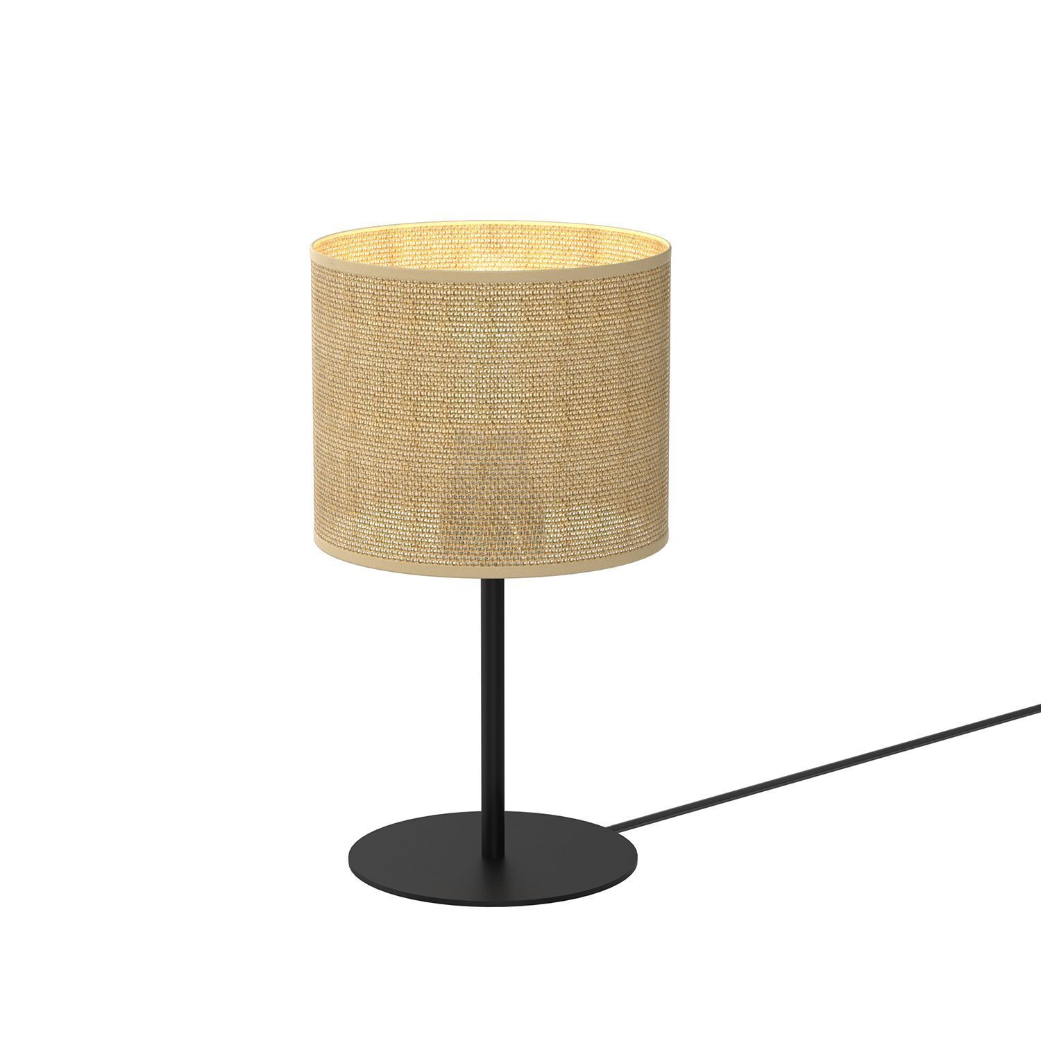 Nachttischleuchte Jute Metall E27 34 cm Schwarz Natur