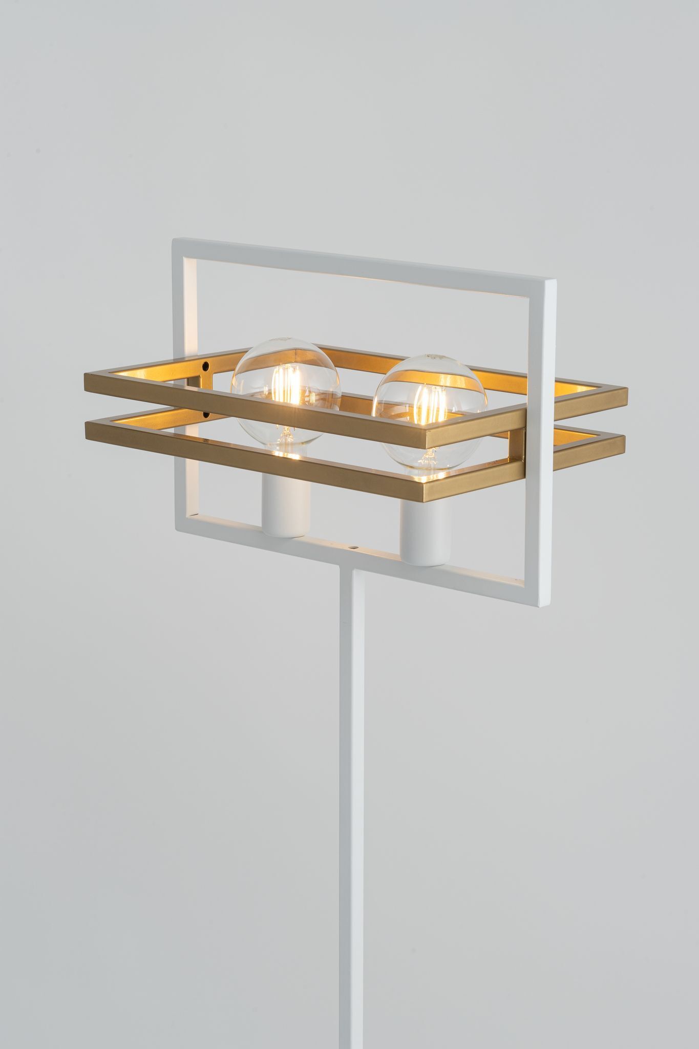 Grand lampadaire Blanc Or Moderne 162 cm 2 flammes