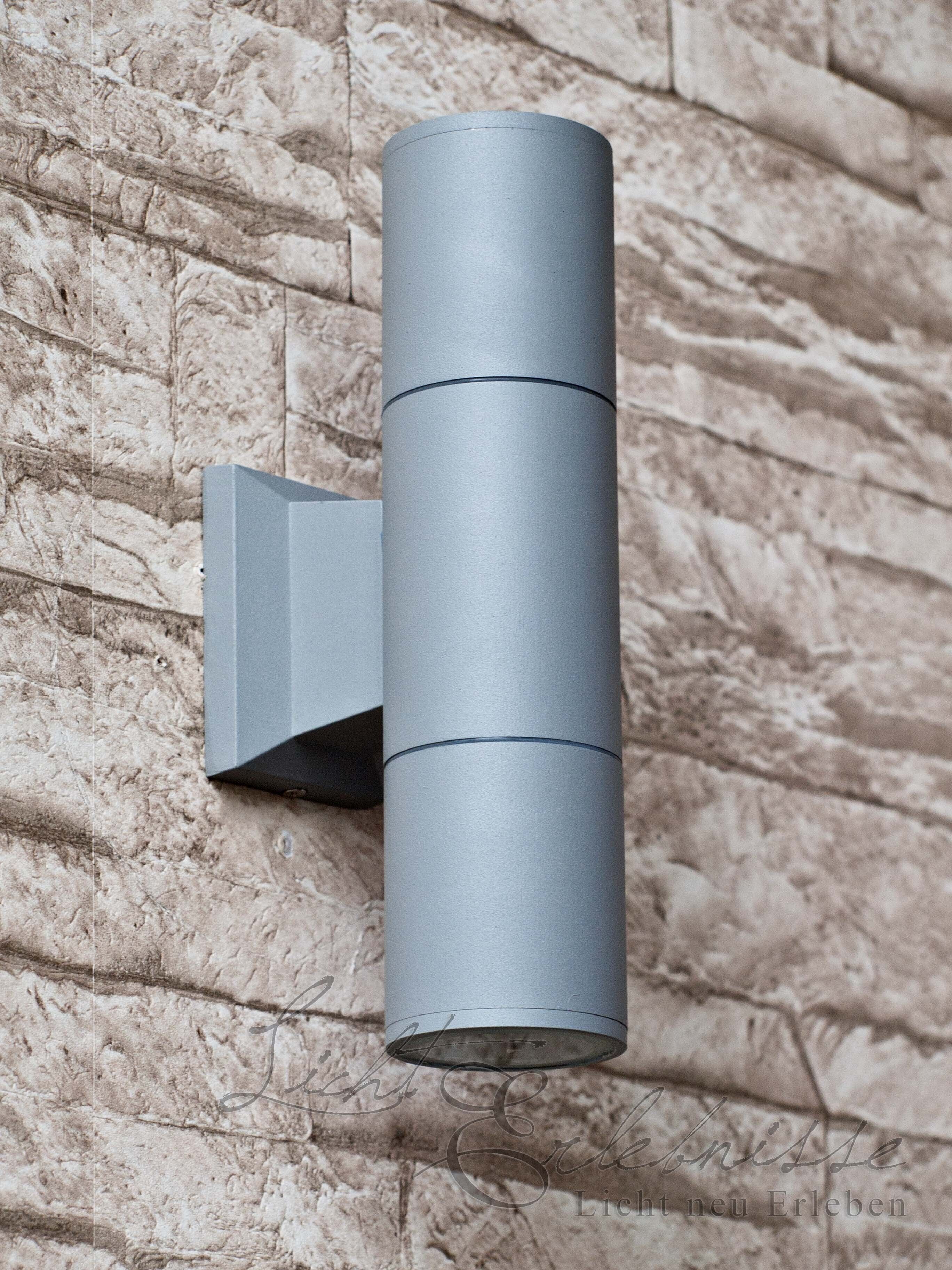 Up&Downstrahler Aussenleuchte in grau Zylinder