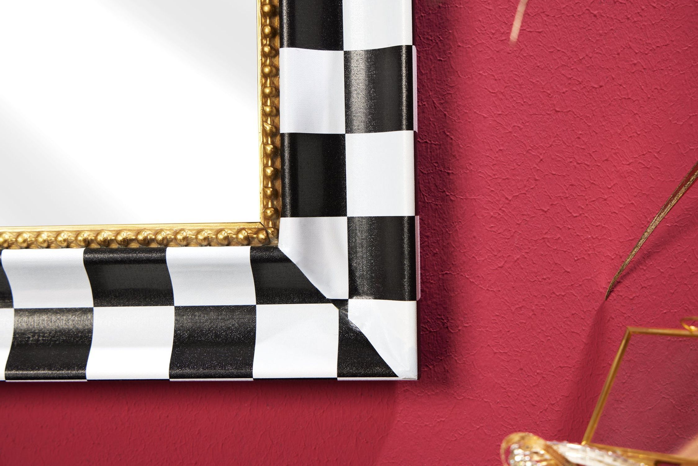 miroir mural cadre en bois noir blanc or 60 x 78 cm