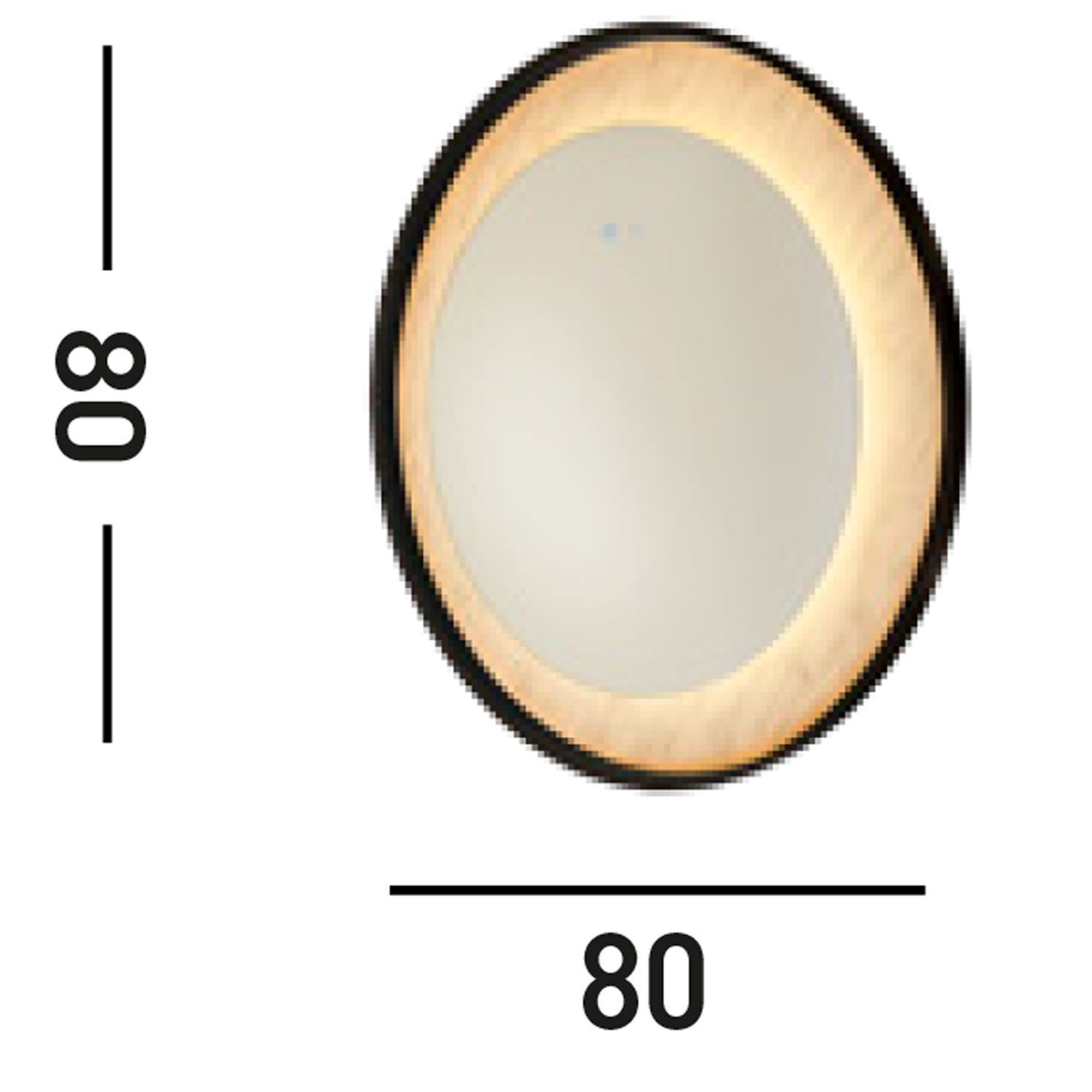 runder Spiegel, Wandspiegel, Goldrand, Rahmenlos, Ø80cm
