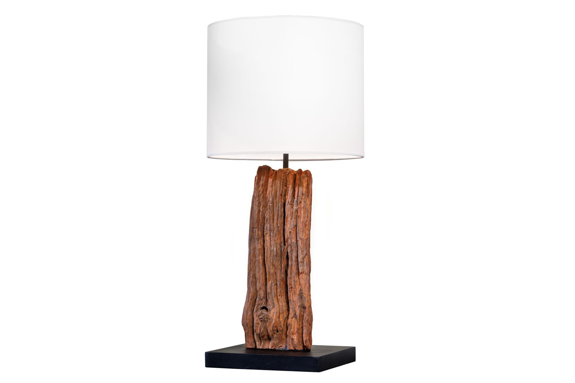 Tischlampe, Lampenschirm, Holzsockel, Holzstumpf, Standleuchte