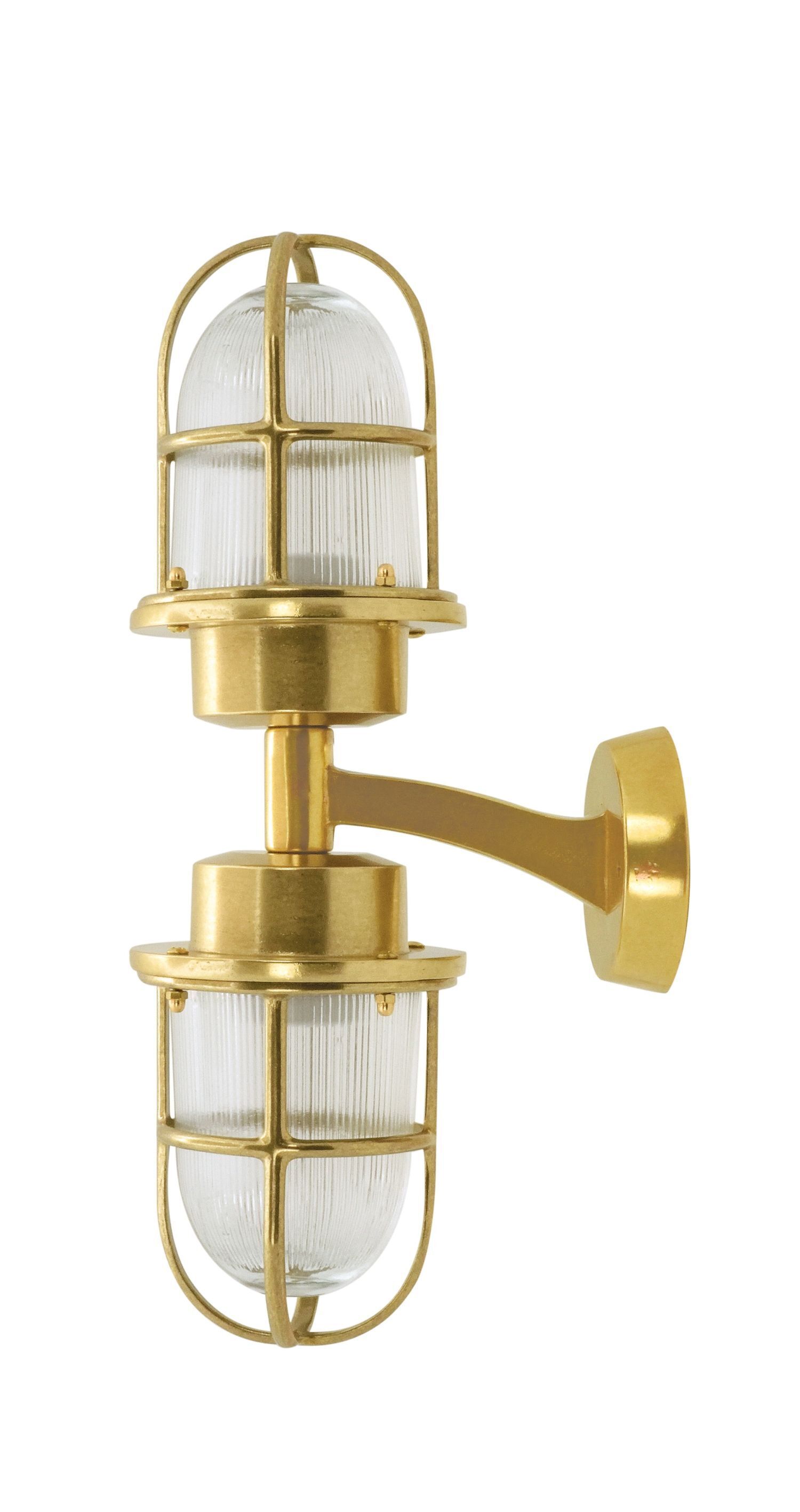 Außenwandleuchte Echt-Messing Glas E27 IP64 H: 42 cm Leuchte, Lampe