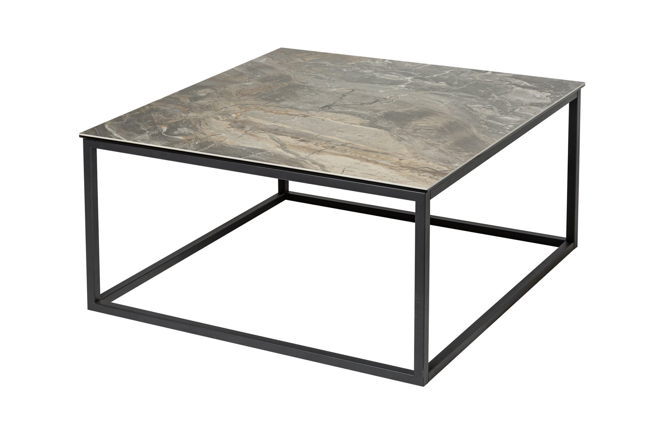 Table basse en céramique aspect marbre noir 75x75cm (LxlxH)