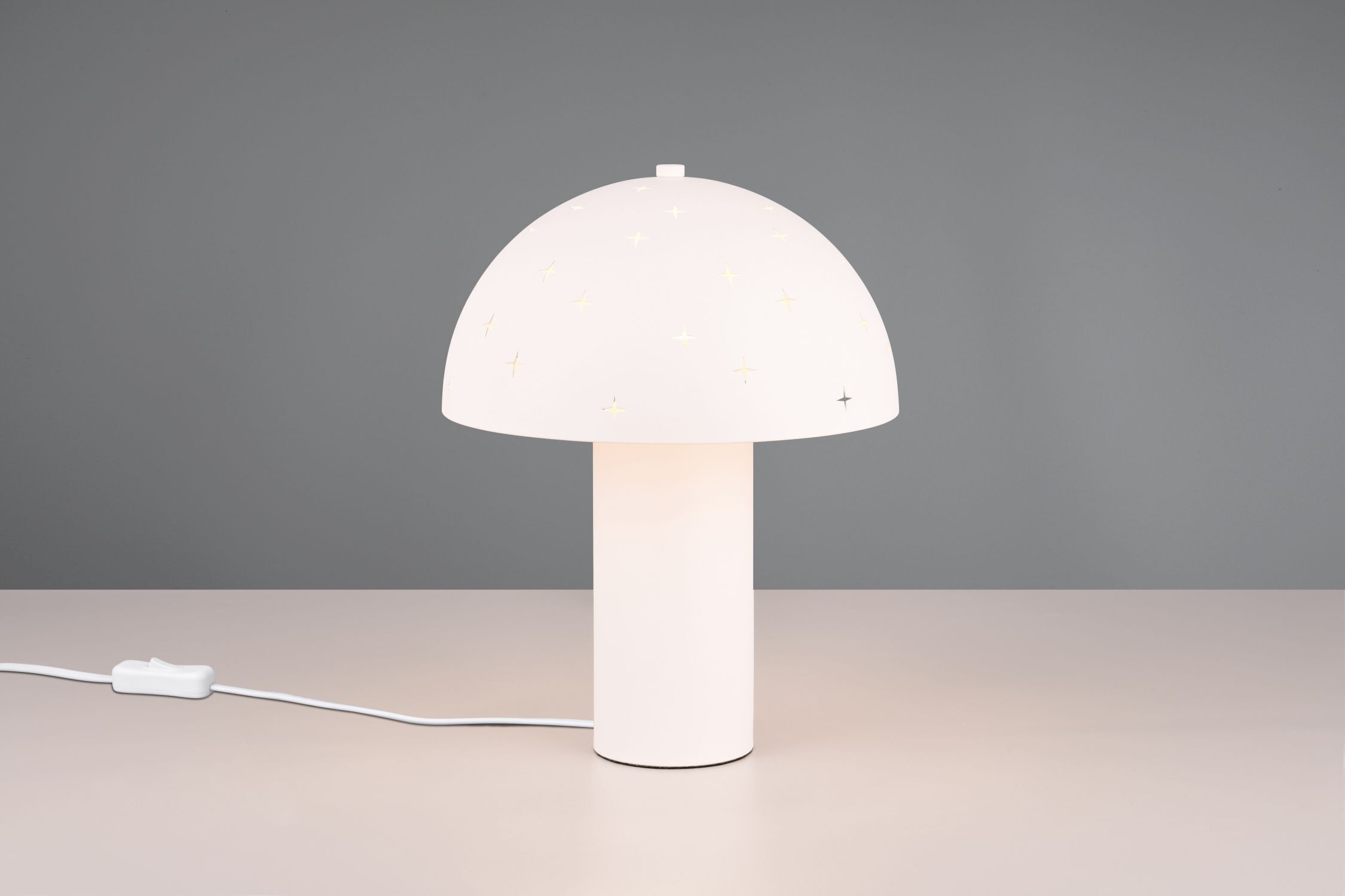 Lampe de table stylée Blanc Métal E14 32,5 cm Étoiles