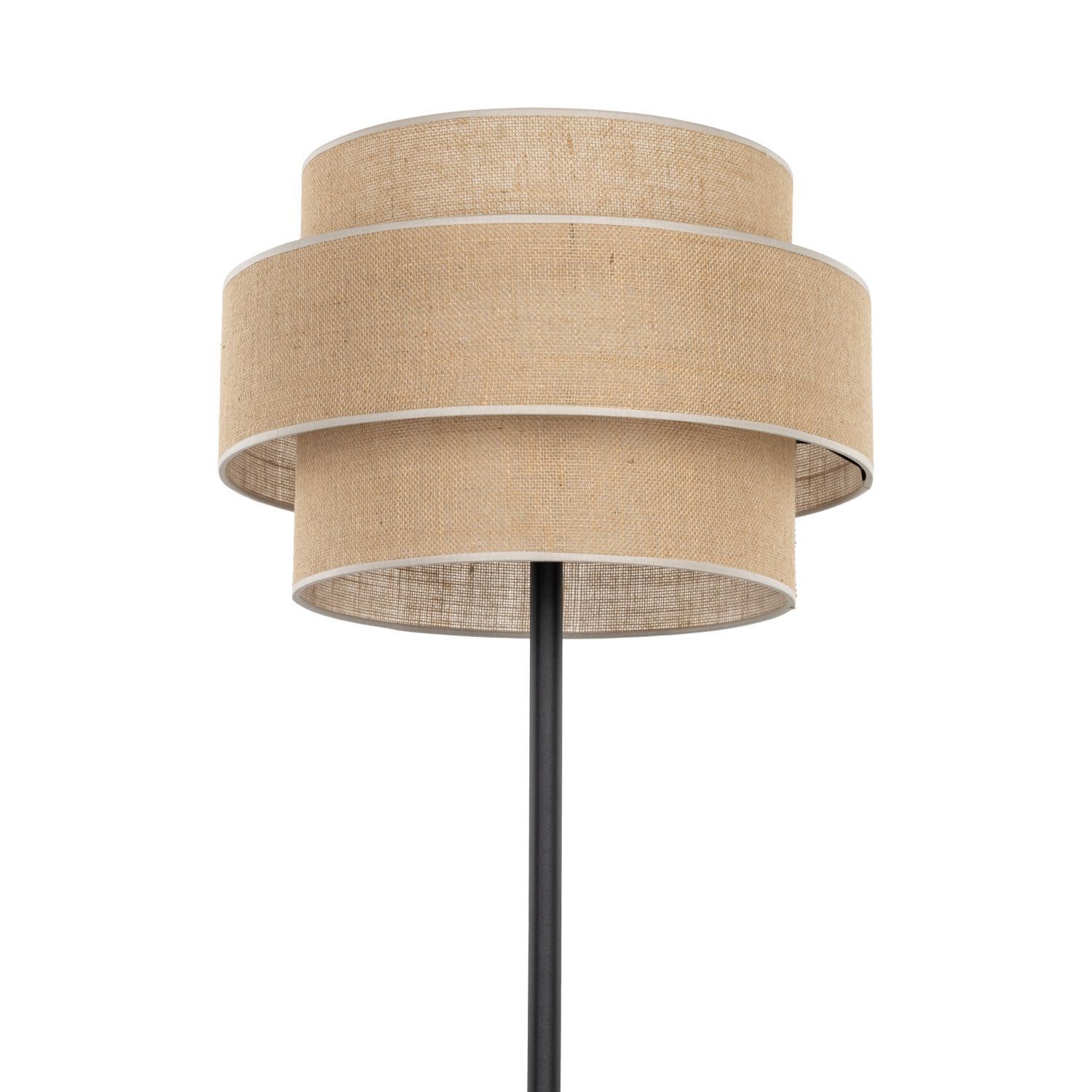 Stehleuchte Schwarz gemütlich 15,5 cm E27 Stahl Jute Stehlampe, Lampenschirm, Schilf/Seidenpalm, Naturfarben, Wohnzimmer lighting