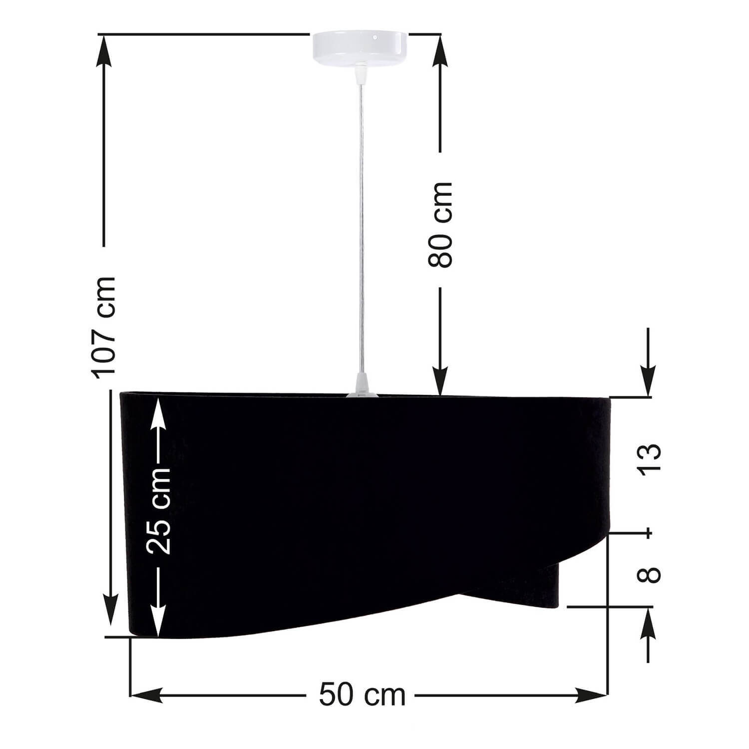 Suspension Table de salle à manger Noir Argent Tissu Ø50cm