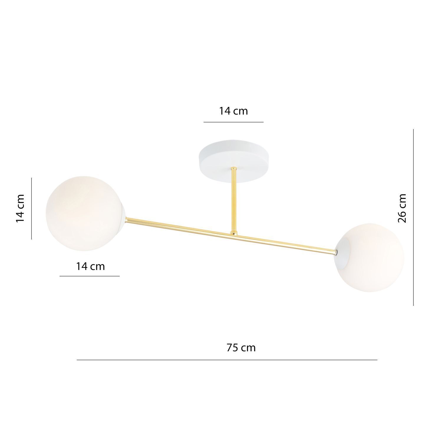 Plafonnier blanc or 2 flammes 55 cm E14 ANNETTA