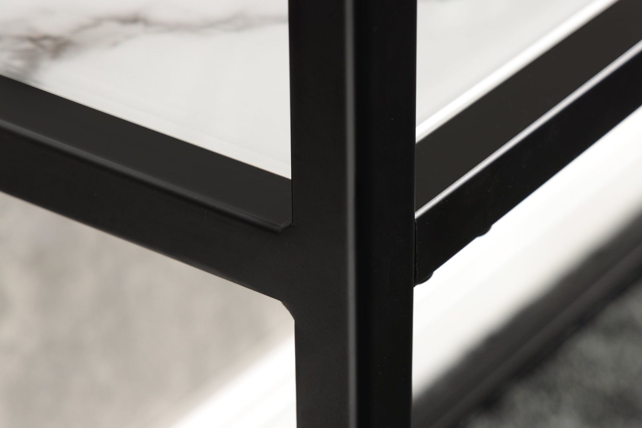 Table console verre trempé métal blanc noir 80 cm
