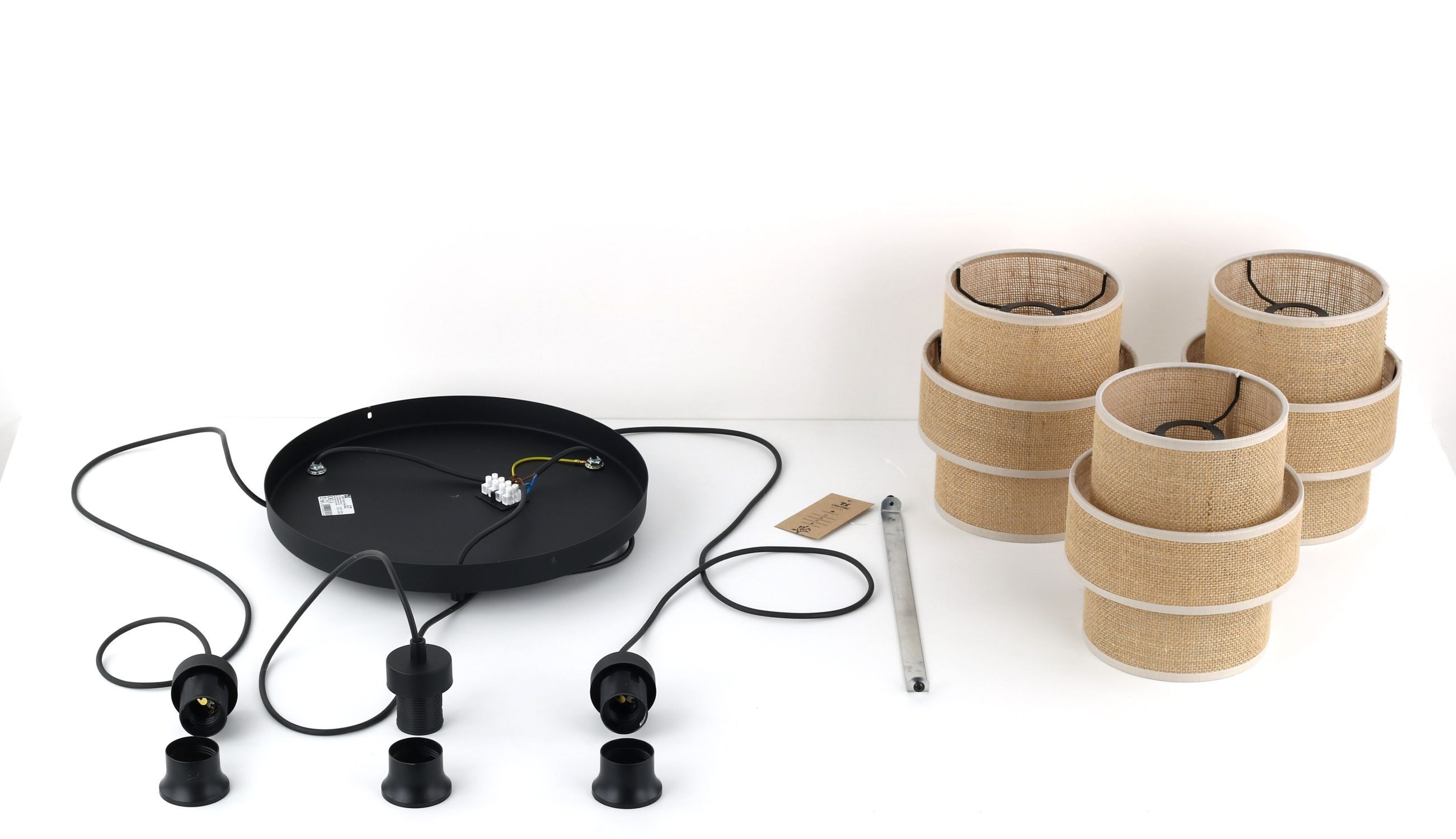 Pendelleuchte Jute Metall E27 H: max 145cm 3-flammig Boho Band