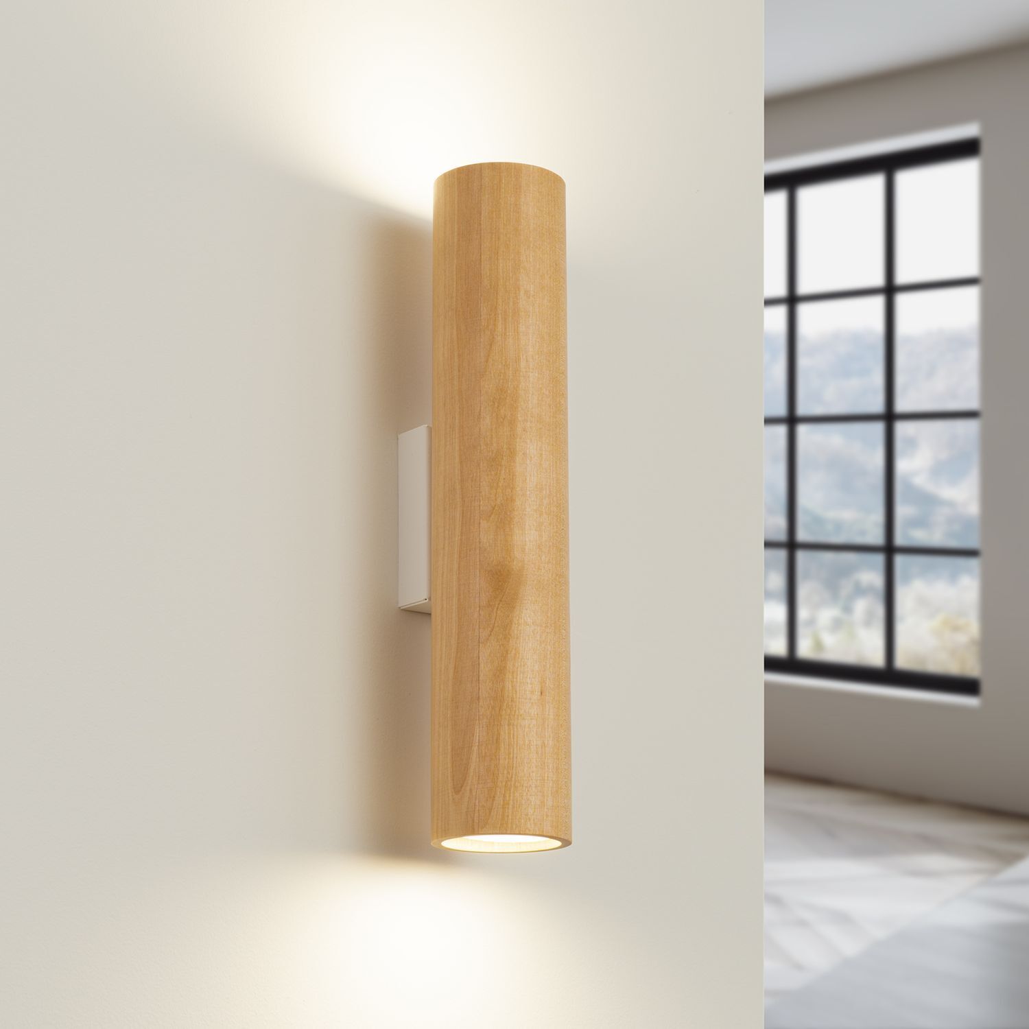 Wandleuchte Up Down Holz Natur GU10 H:30 cm Modern Drinnen, Innenarchitektur