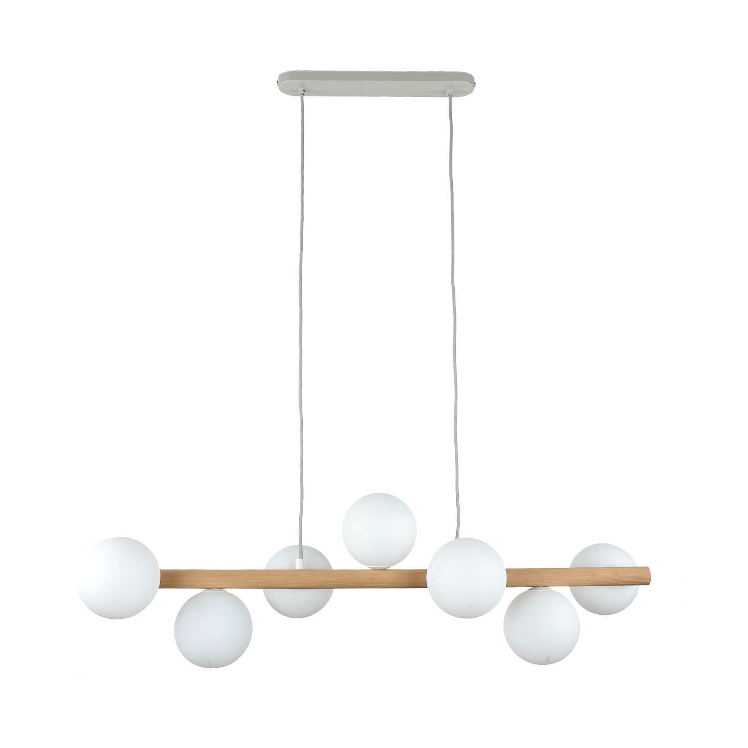 Hängelampe Holz Metall Glas L: 90 cm 7x G9 Modern Leuchter, Lampe