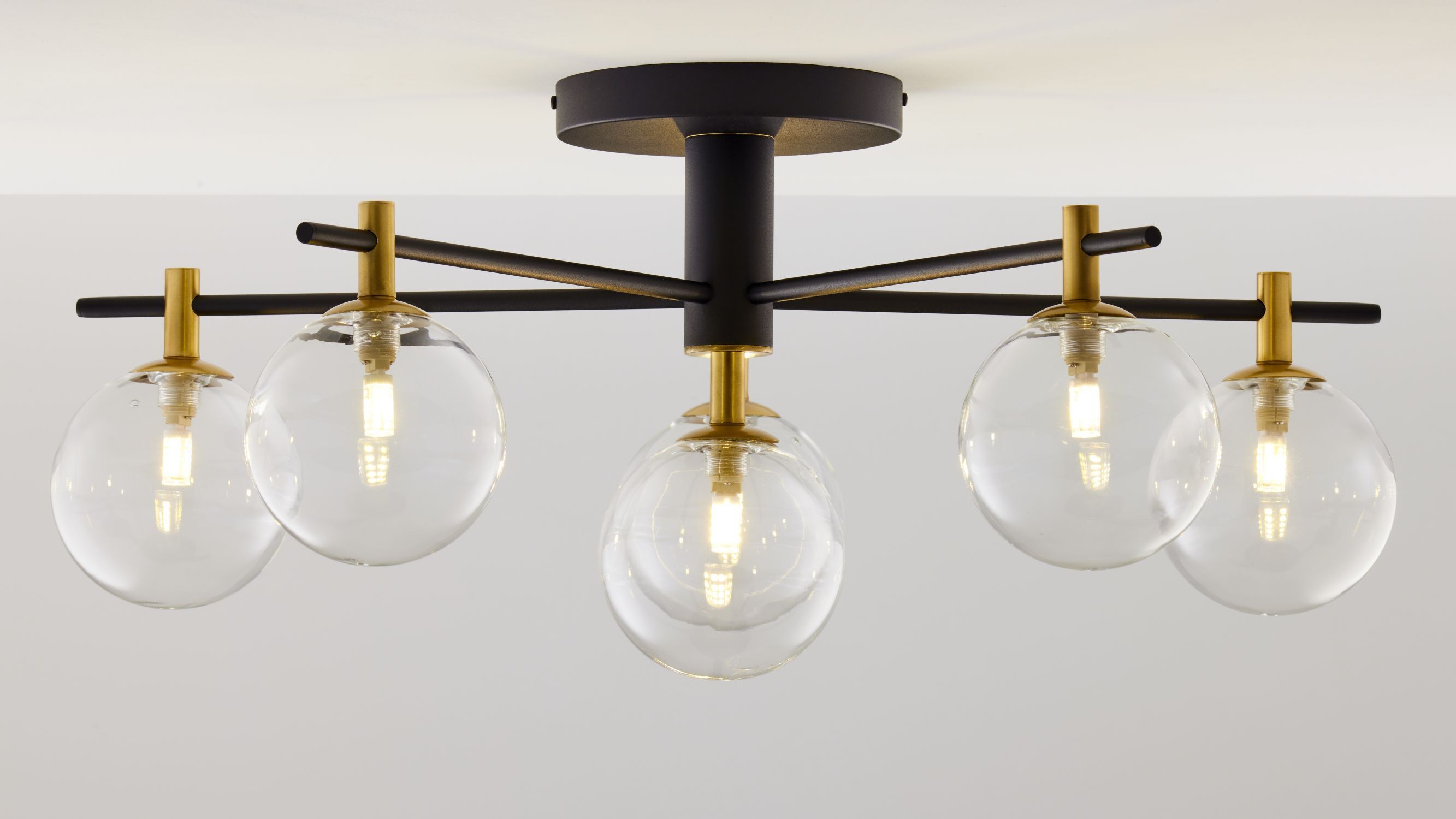 Deckenlampe Metall Glas G9 B:76 cm in Schwarz Gold Leuchte, Kronleuchter, Lampe, Deckenleuchte, Deckenventilator
