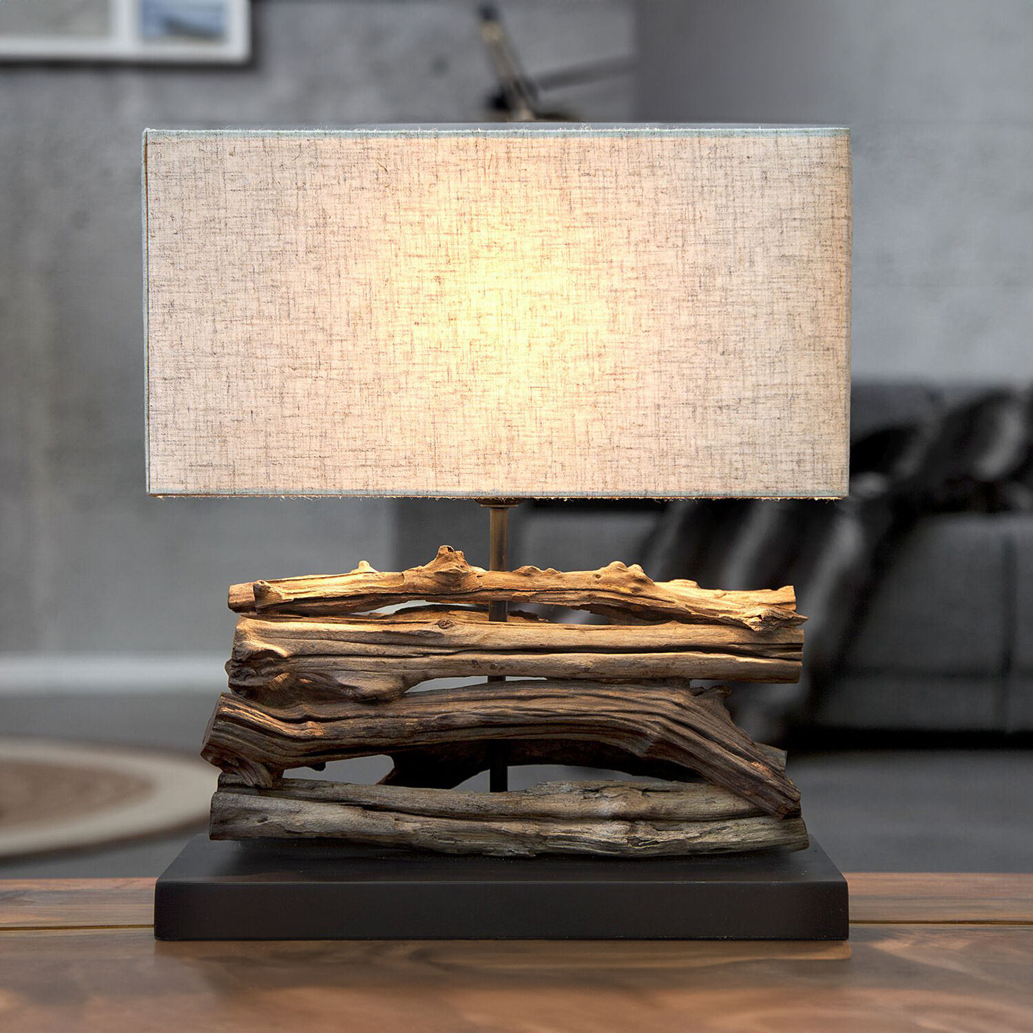 Natürliche Tischlampe Modern kunstvoll 40cm Treibholz Lampe, Holz, Tischlampe