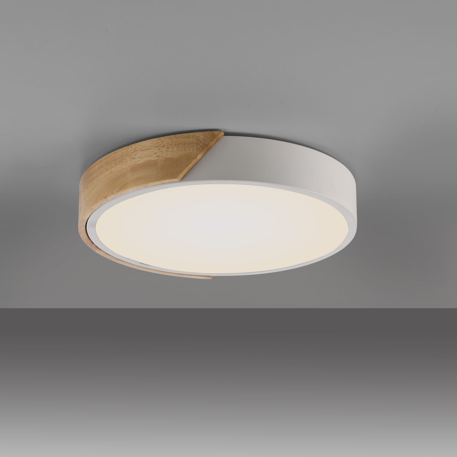 Lampe de plafonnier ronde LED bois Ø32 cm blanc naturel 2520 lm