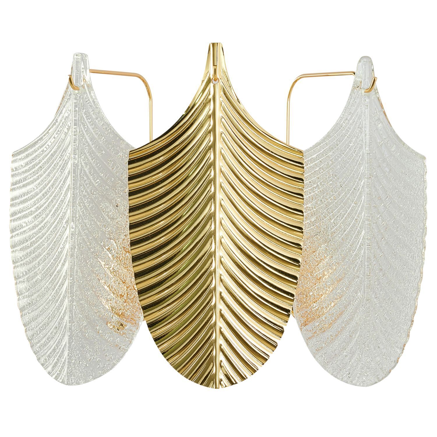 Wandleuchte Keramik Metall B: 36 cm in Weiß Gold 3x E14 Leuchter, Lampe, Zubehör, Ohrring, Schmuck