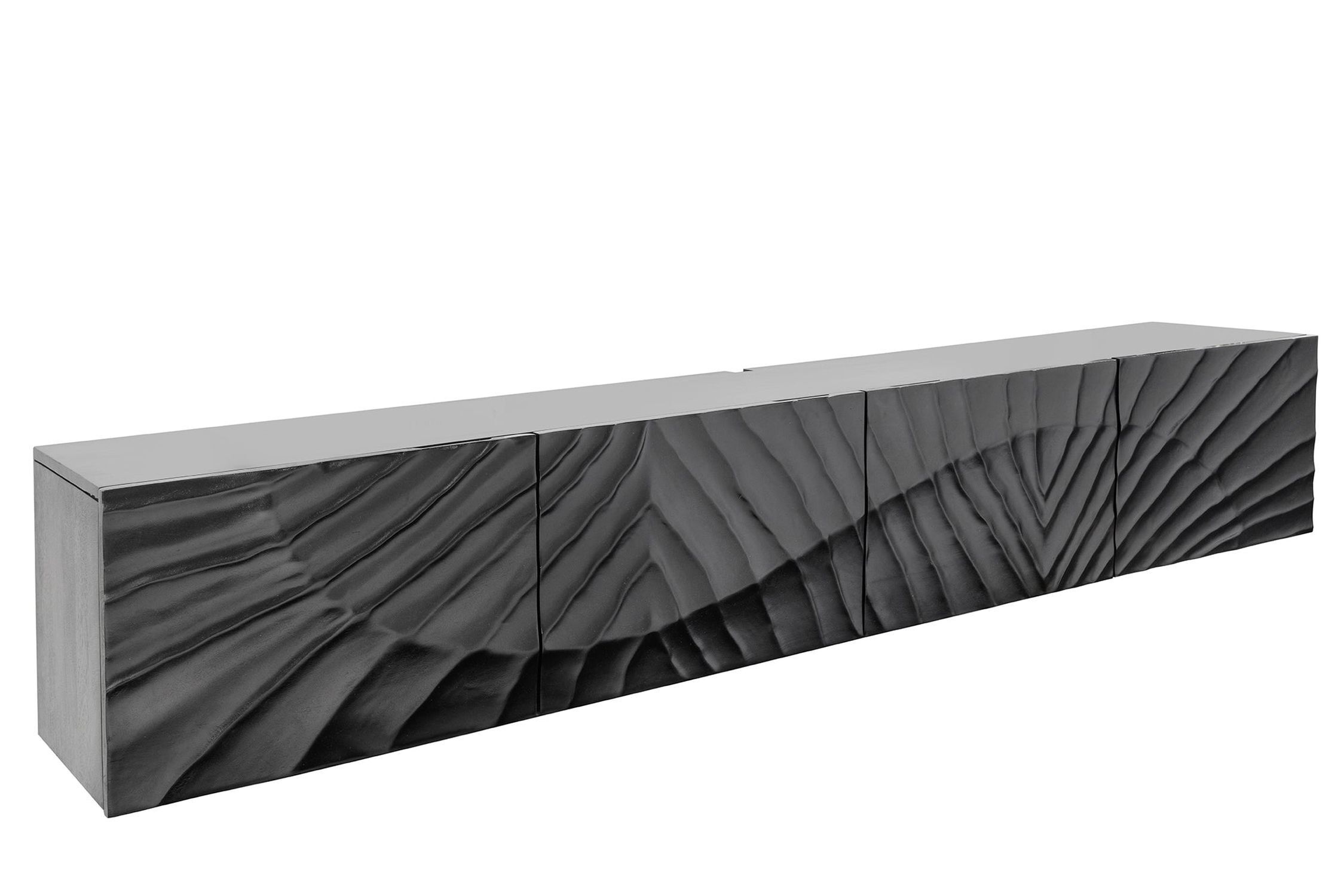 Tableau suspendu noir 200 cm de long fait main en bois de manguier