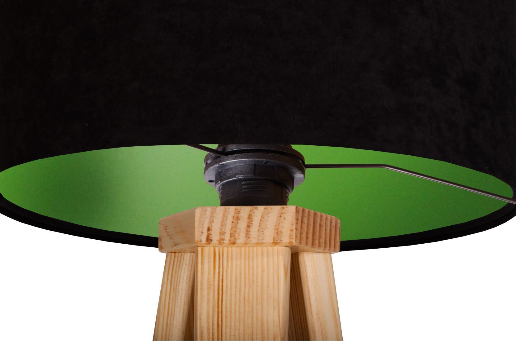 Lampe de table Abat-jour Noir Vert Rétro 46cm Bois