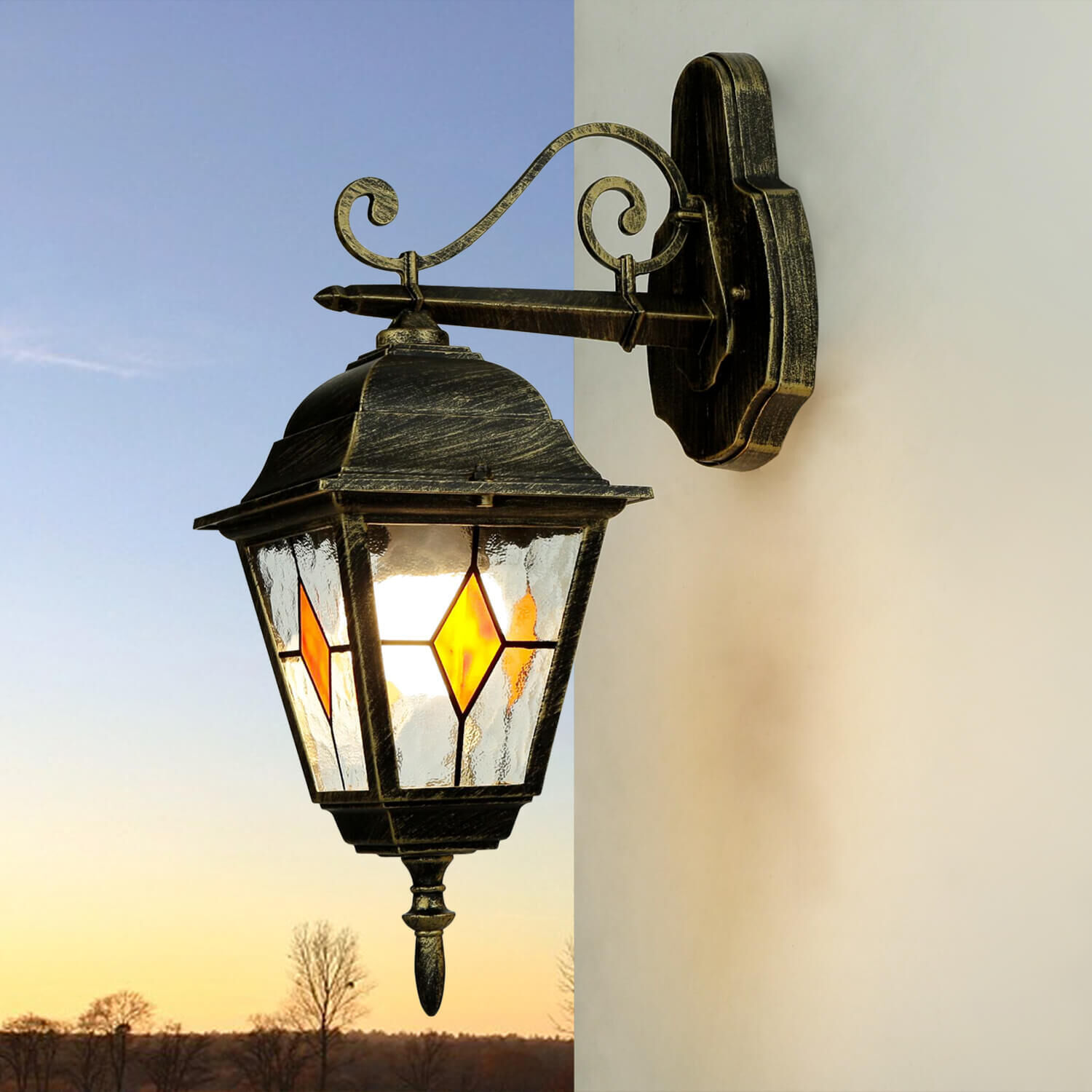 Rustikale Außen Wandlampe Antik Gold E27 SALZBURG