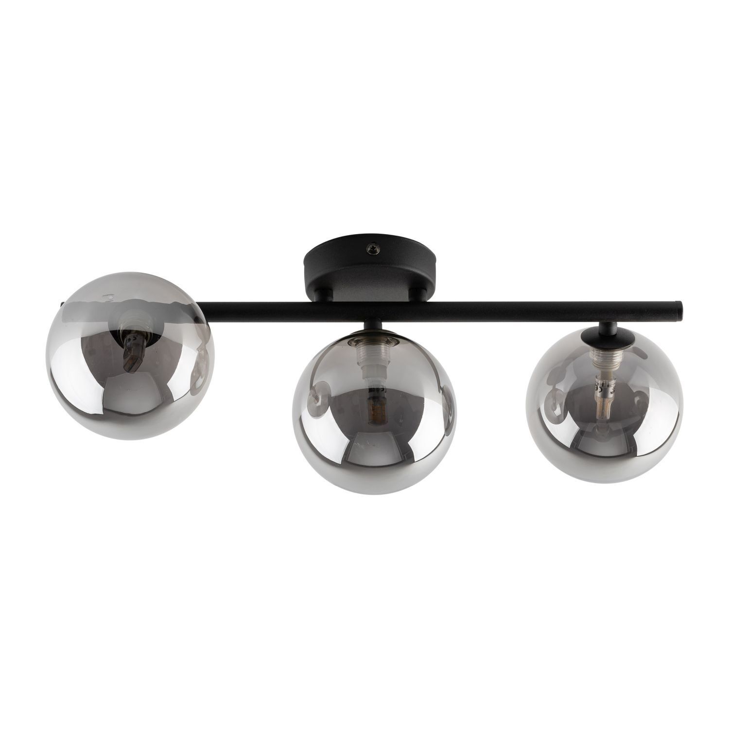 Deckenlampe 3-flammig 47 cm lang Schwarz Grau G9 Rauchglas Leuchte, Deckenleuchte
