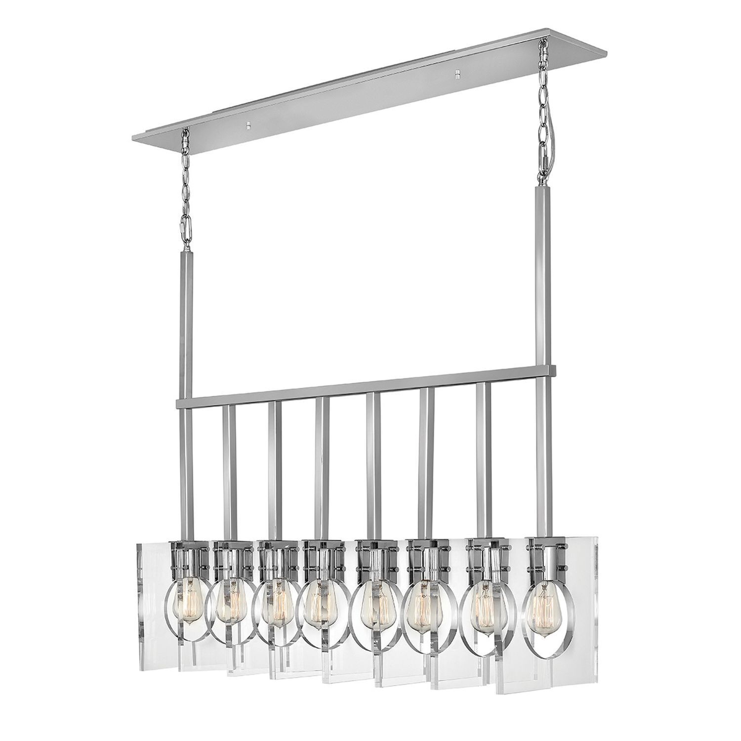 Suspension allongée H : max. 142,9 cm Nickel poli E27
