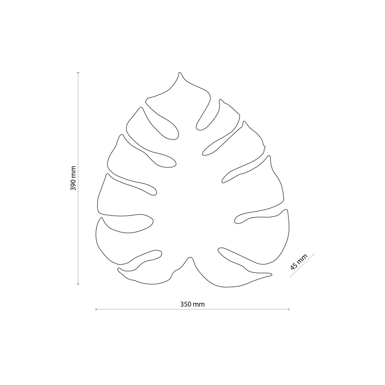 Applique décorative en or 39 cm de haut Feuille